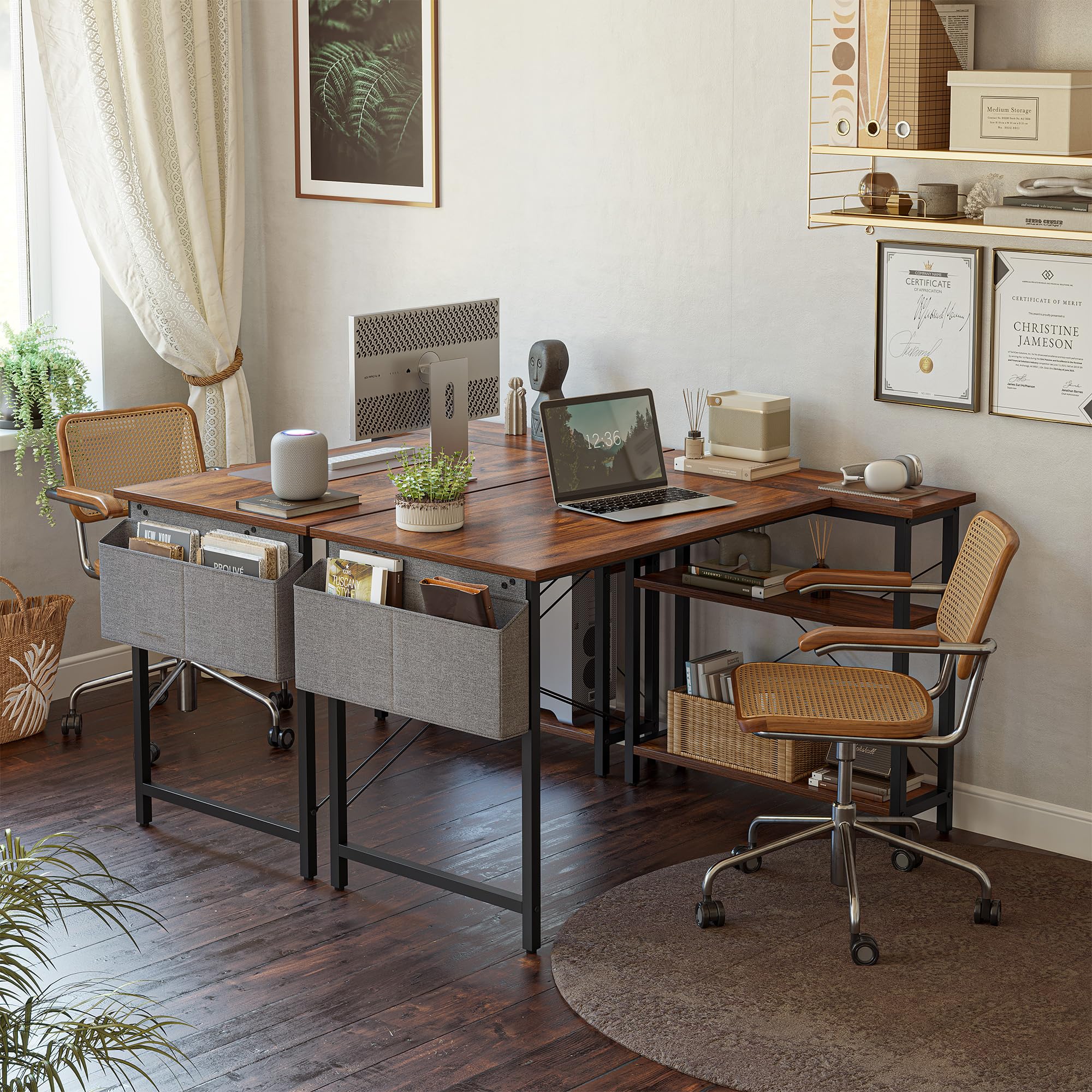 CubiCubi L Shaped Desk with Reversible Storage Options