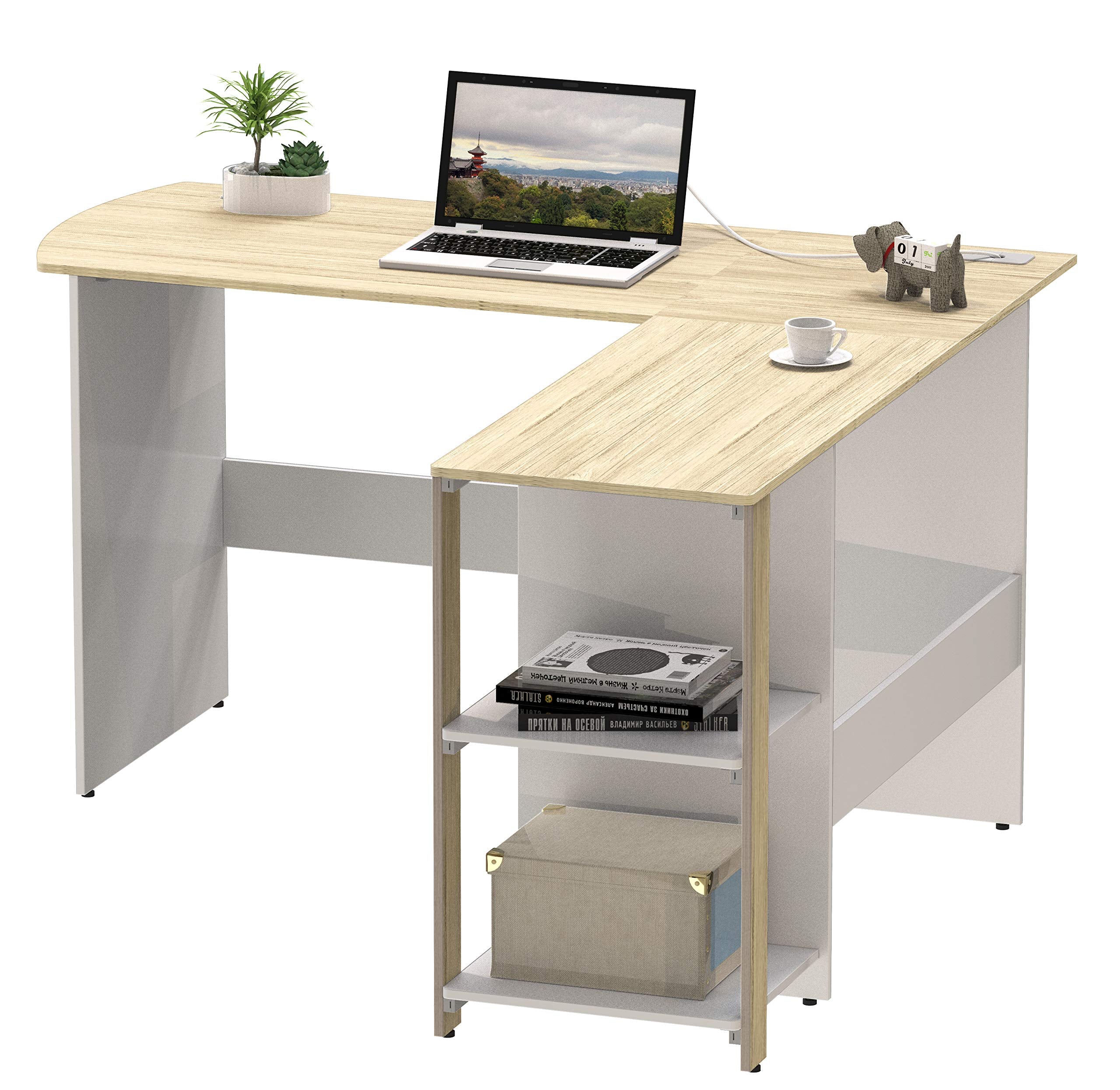 L Shaped Home Office Desk with Storage Solutions