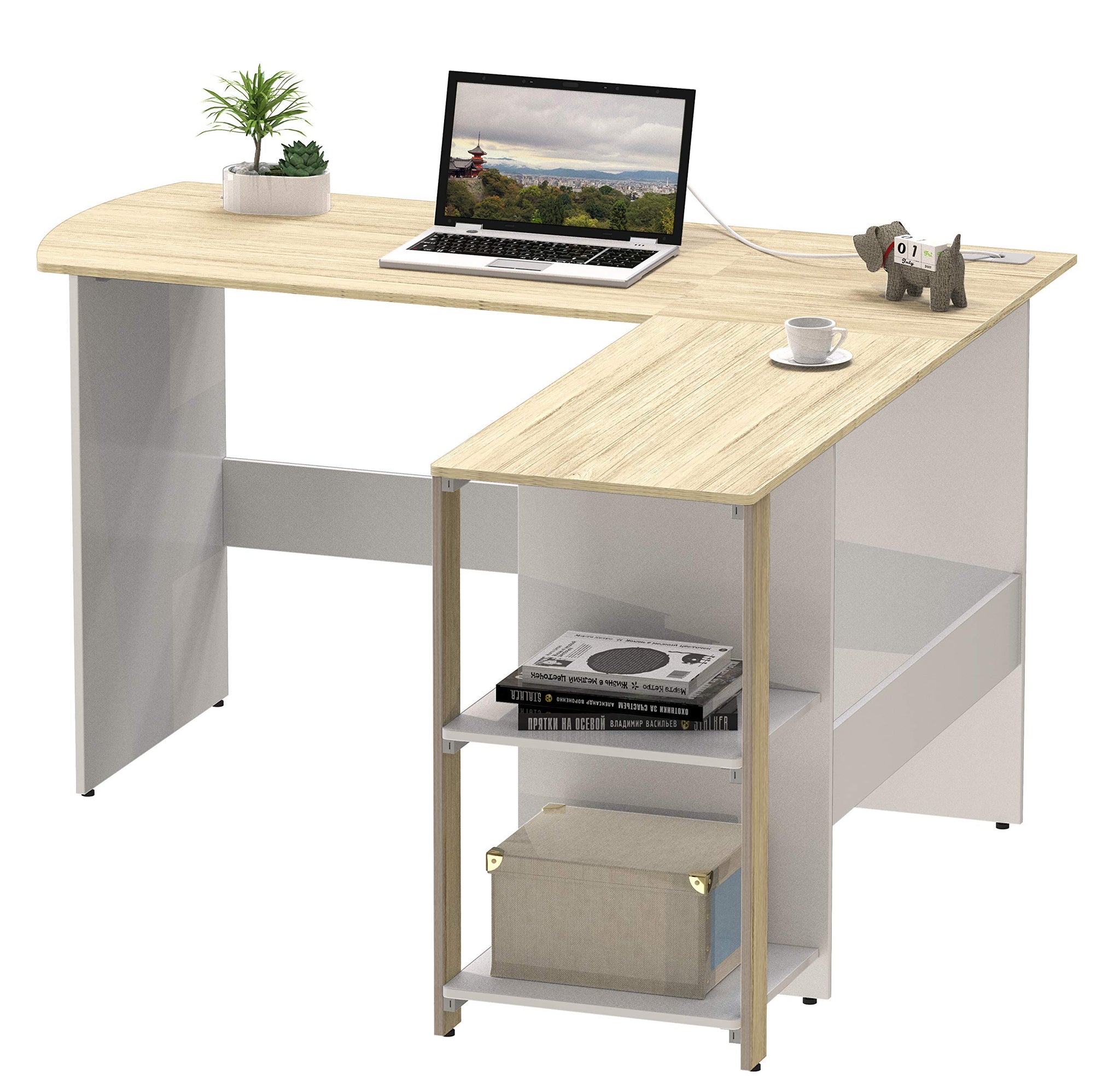 L Shaped Home Office Desk with Storage Solutions