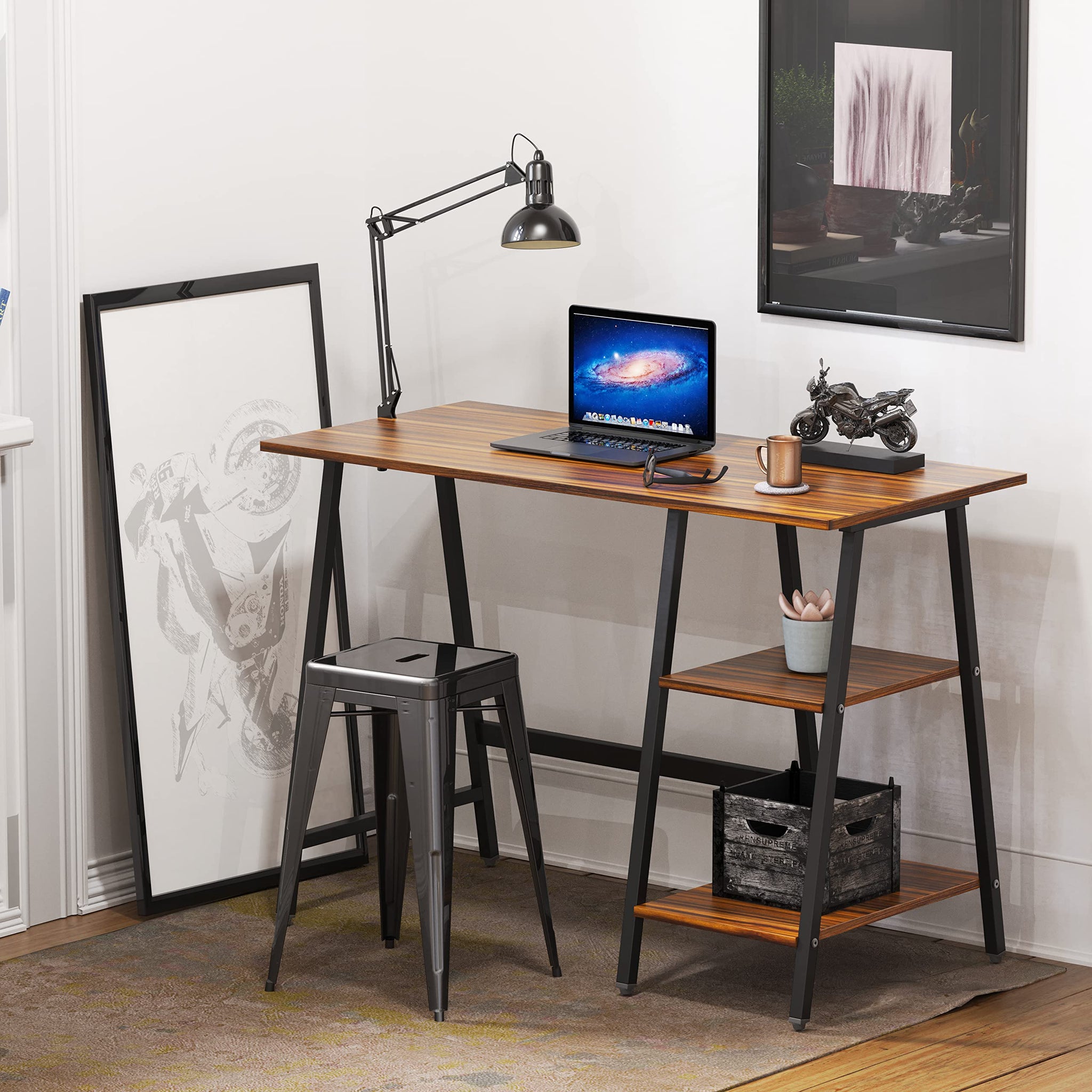 SHW 43 Inch Home Office Desk with Open Storage