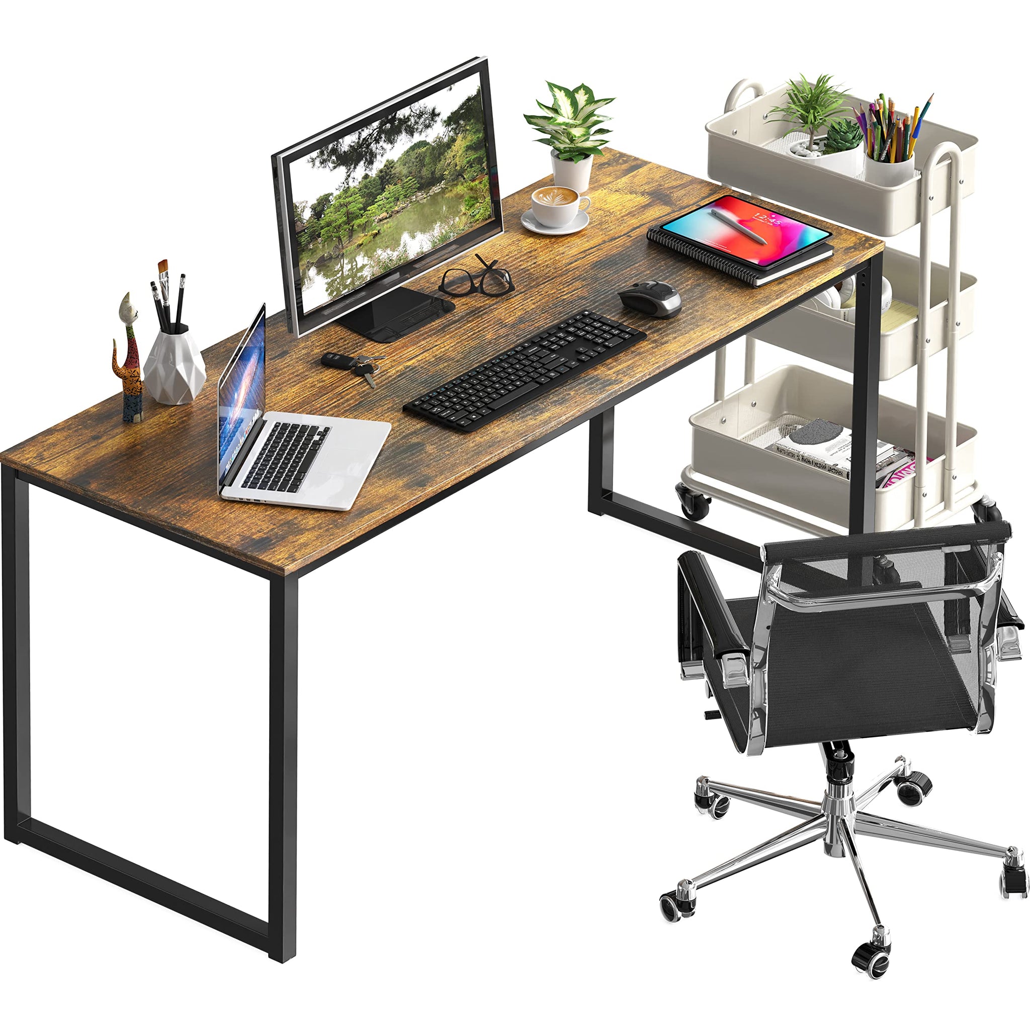SHW 48 Inch Black Home Office Computer Desk