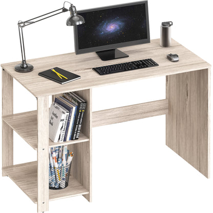 SHW 38 Inch Black Home Office Desk with Shelves