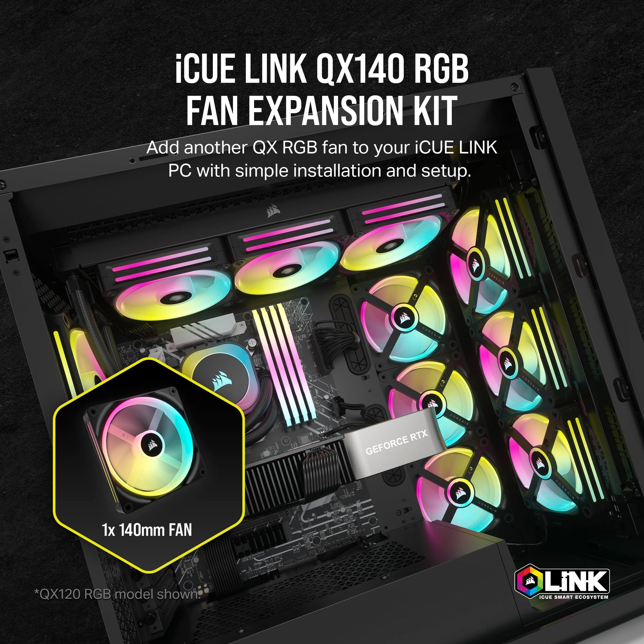 Corsair iCUE LINK QX120 RGB Fan Kit with Magnetic Dome Design