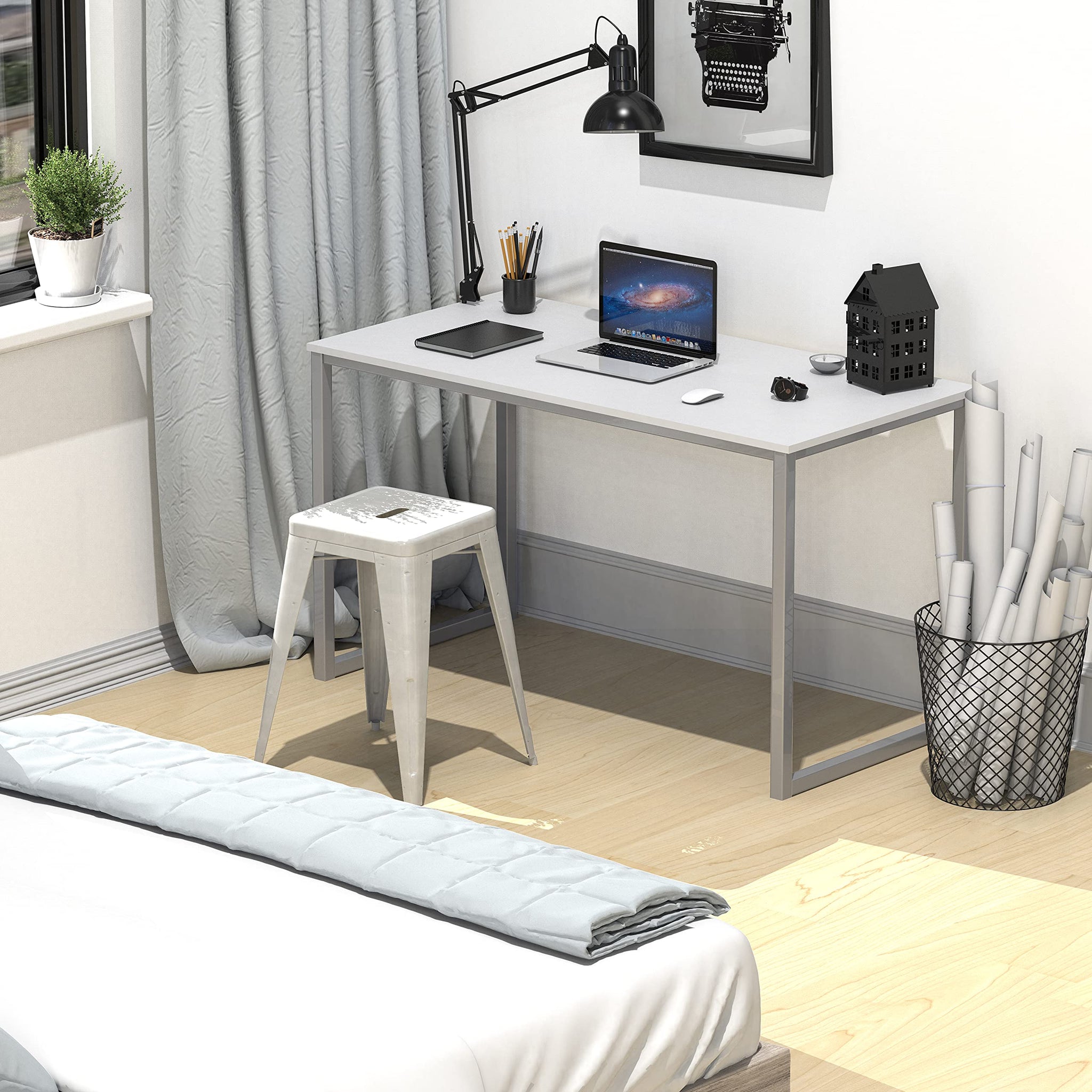 SHW 48 Inch Black Home Office Computer Desk