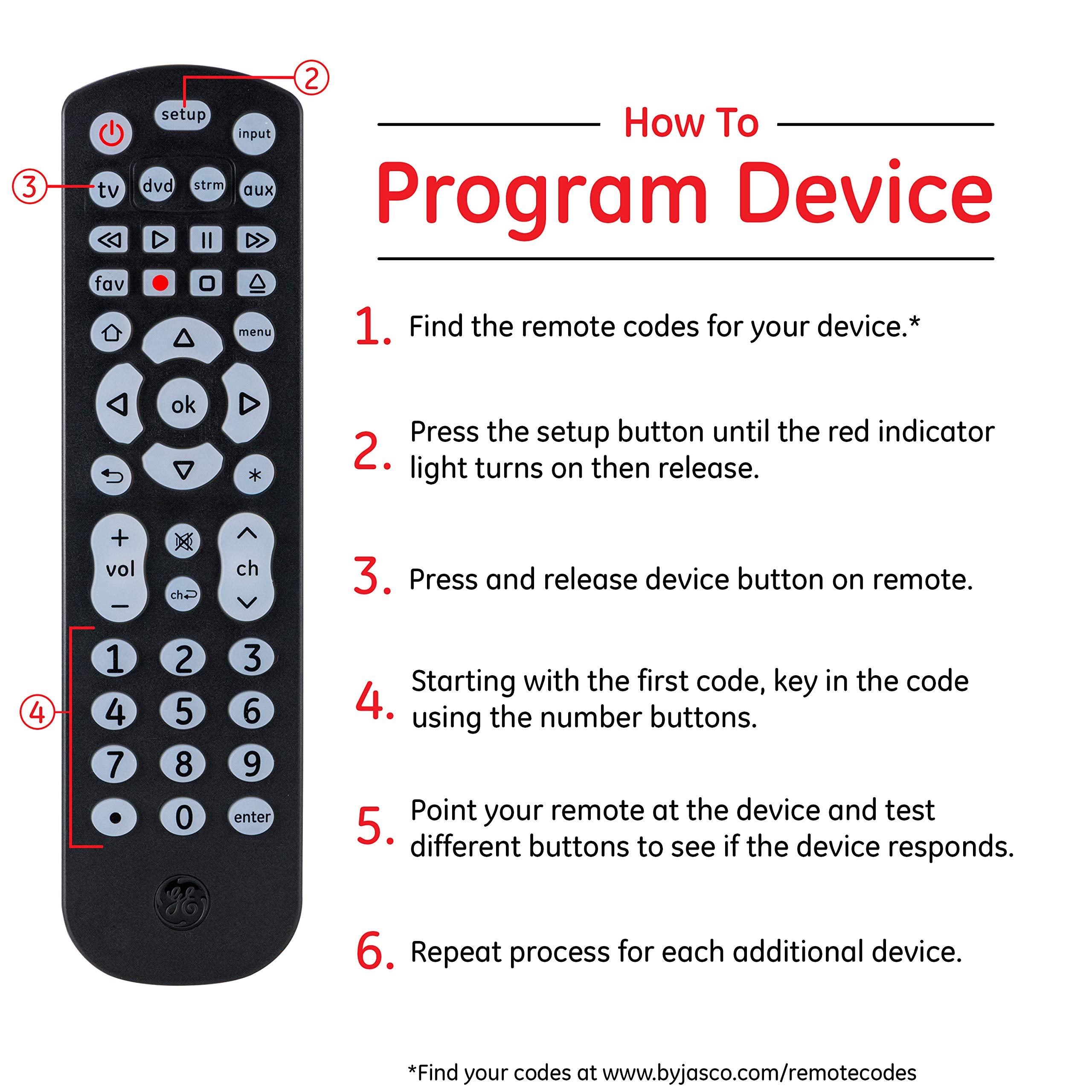 Universal Remote Control for 4 Devices in Black