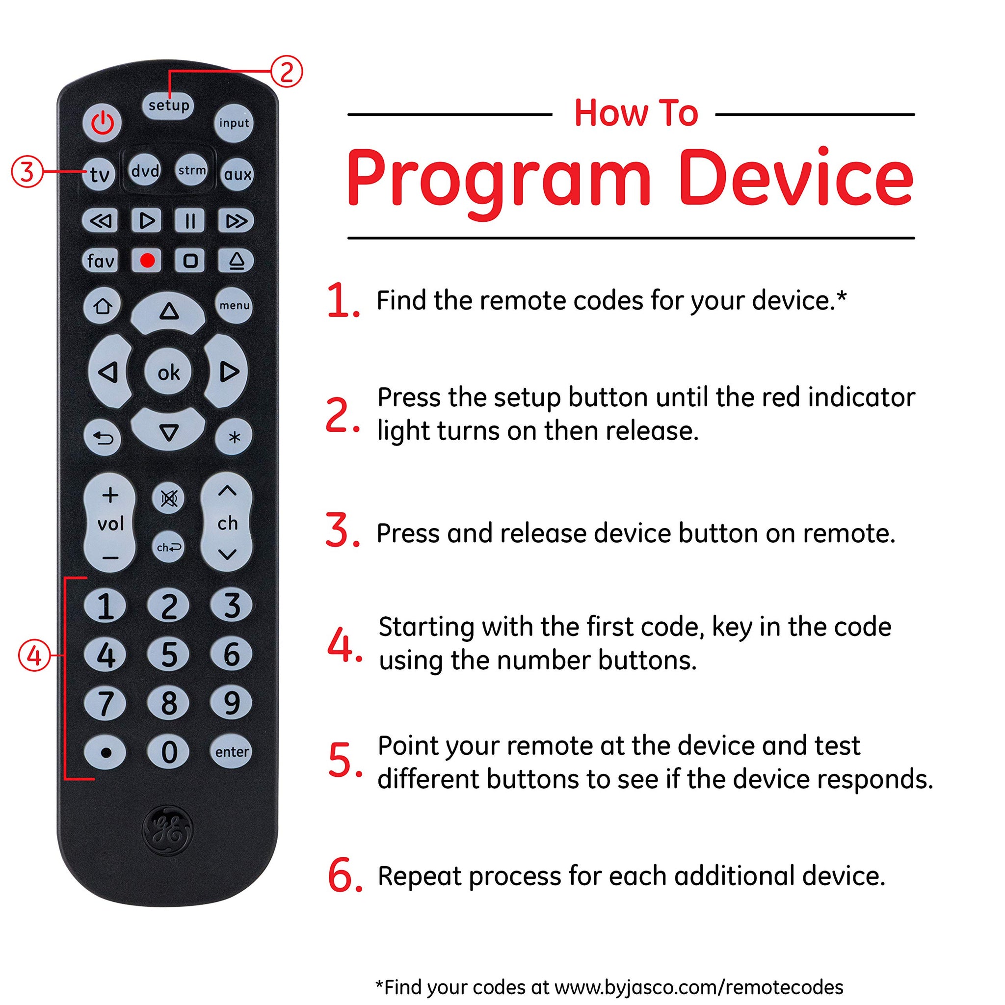 Universal Remote Control for 4 Devices in Black