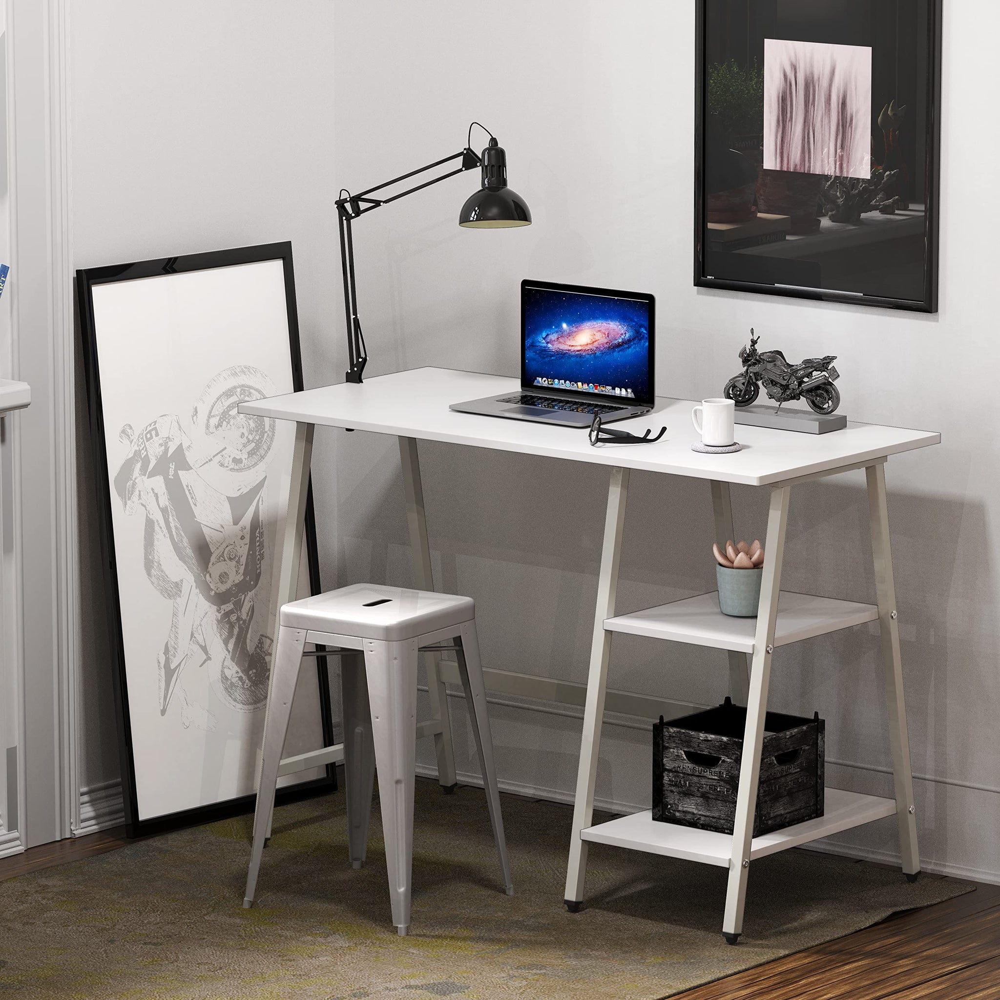 SHW 43 Inch Home Office Desk with Open Storage