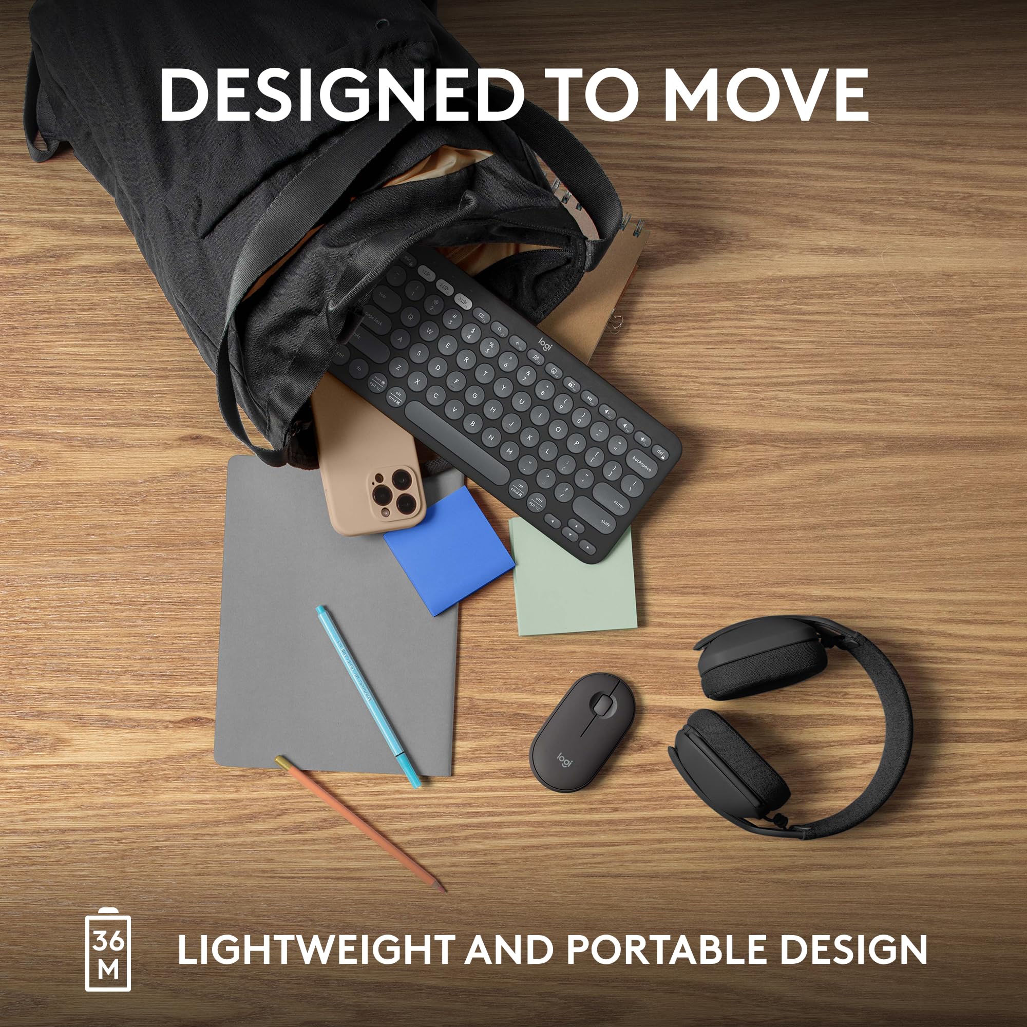 Logitech Pebble K380s Bluetooth Keyboard Slim Portable Design
