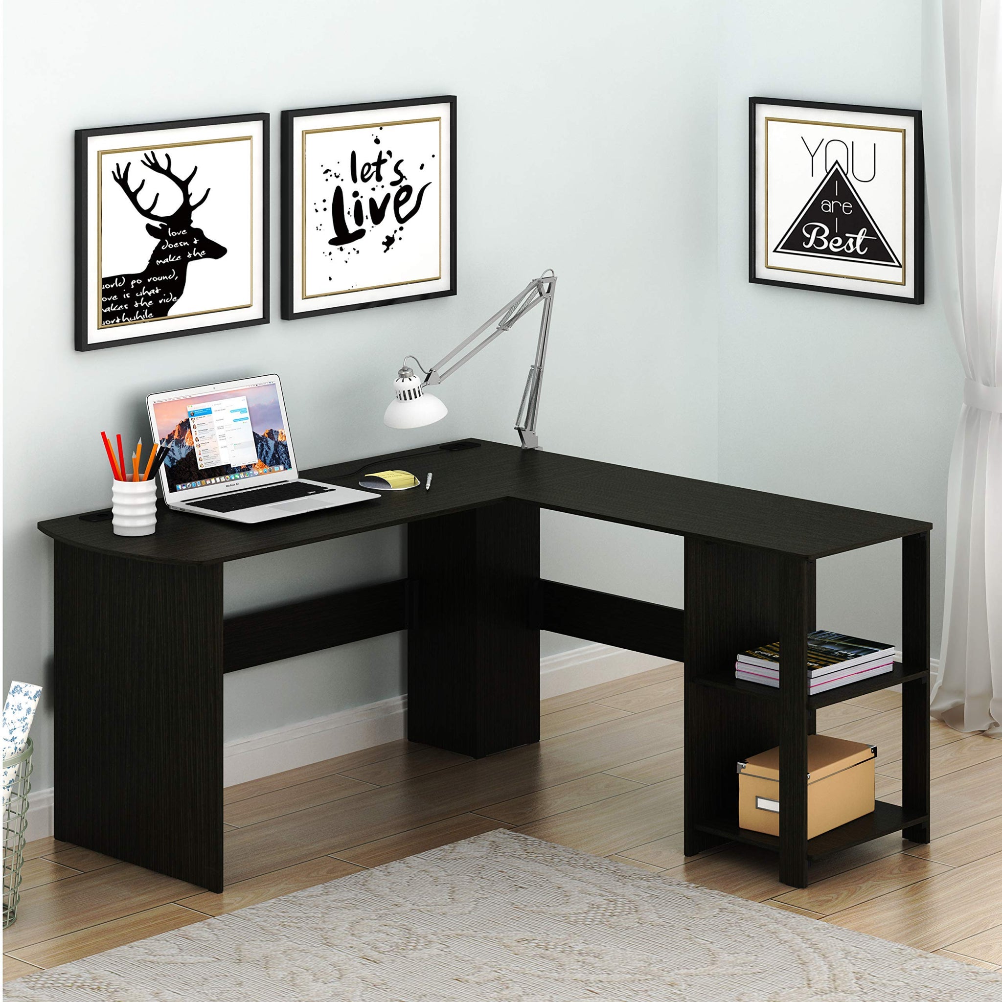 L Shaped Home Office Desk with Storage Solutions
