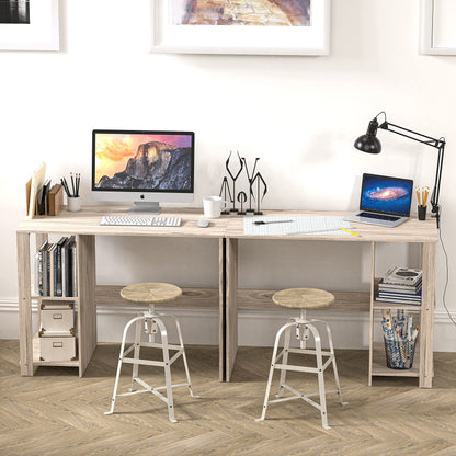 SHW 38 Inch Black Home Office Desk with Shelves