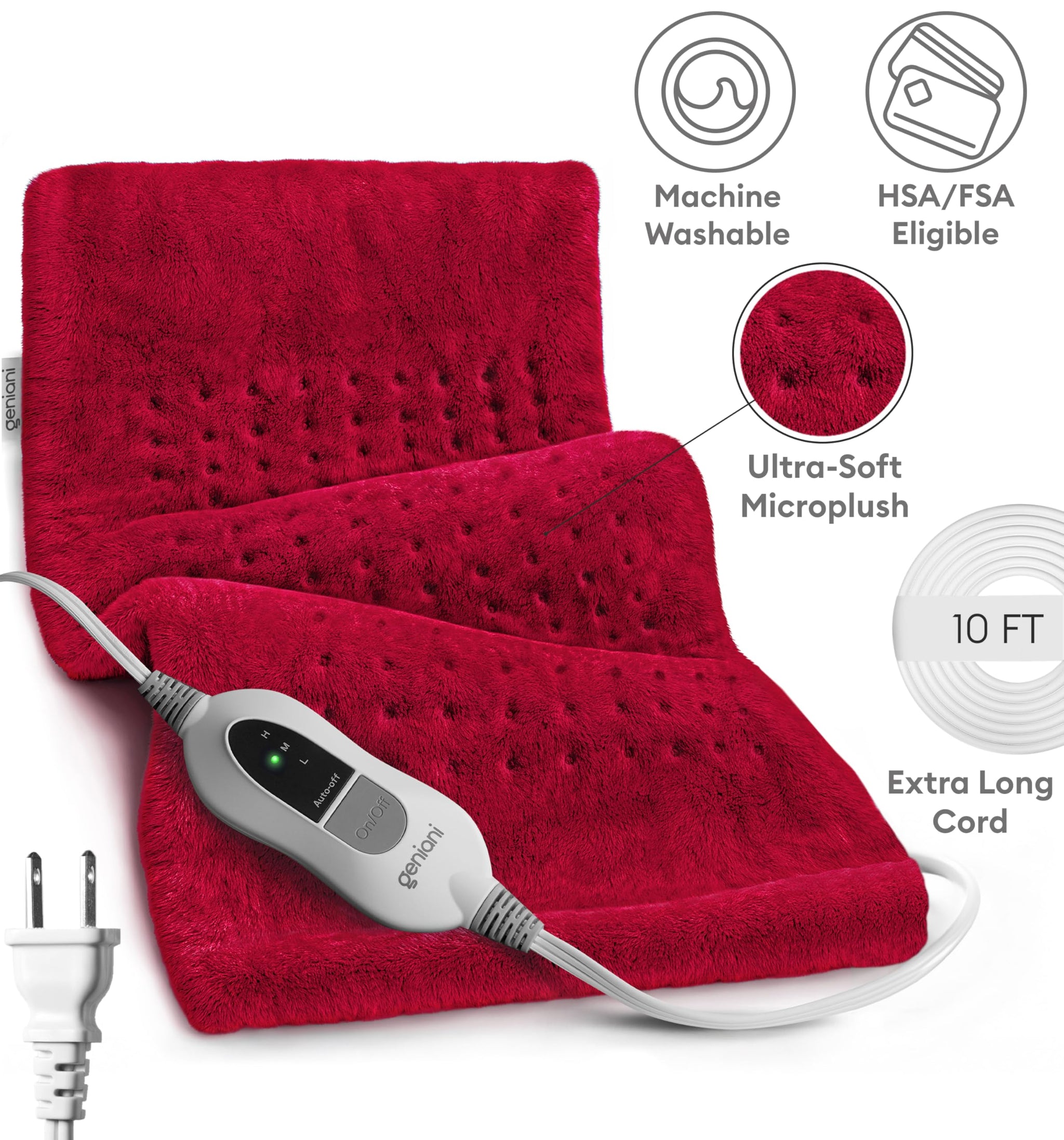 Geniani Large Electric Heating Pad for Pain Relief