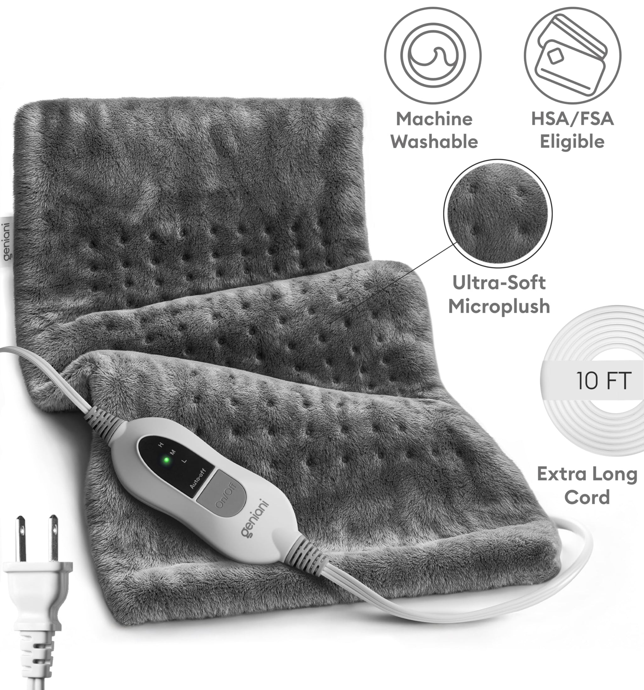 Geniani Large Electric Heating Pad for Pain Relief