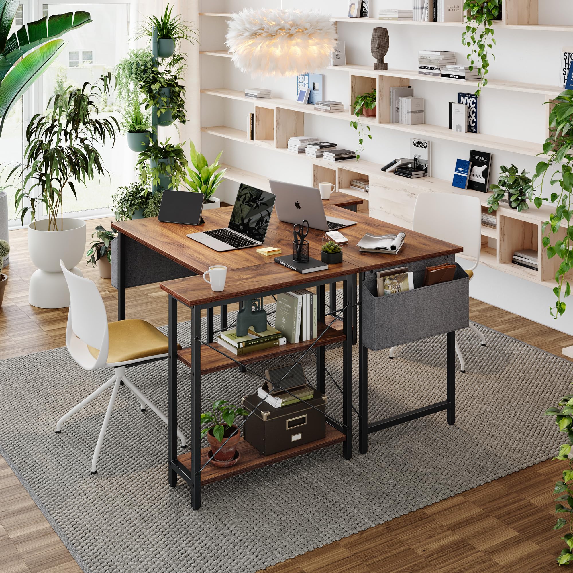 CubiCubi L Shaped Desk with Reversible Storage Options