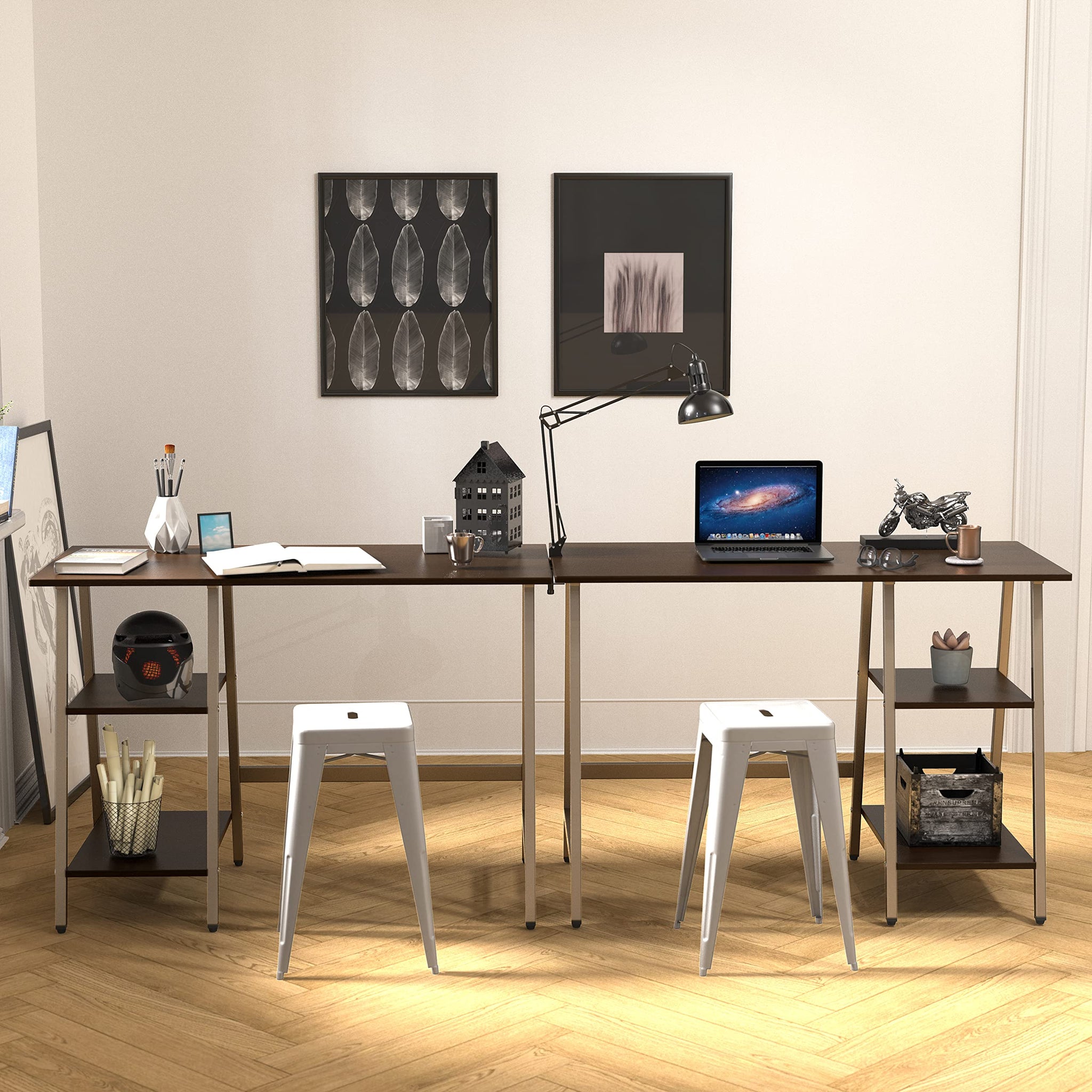 SHW 43 Inch Home Office Desk with Open Storage