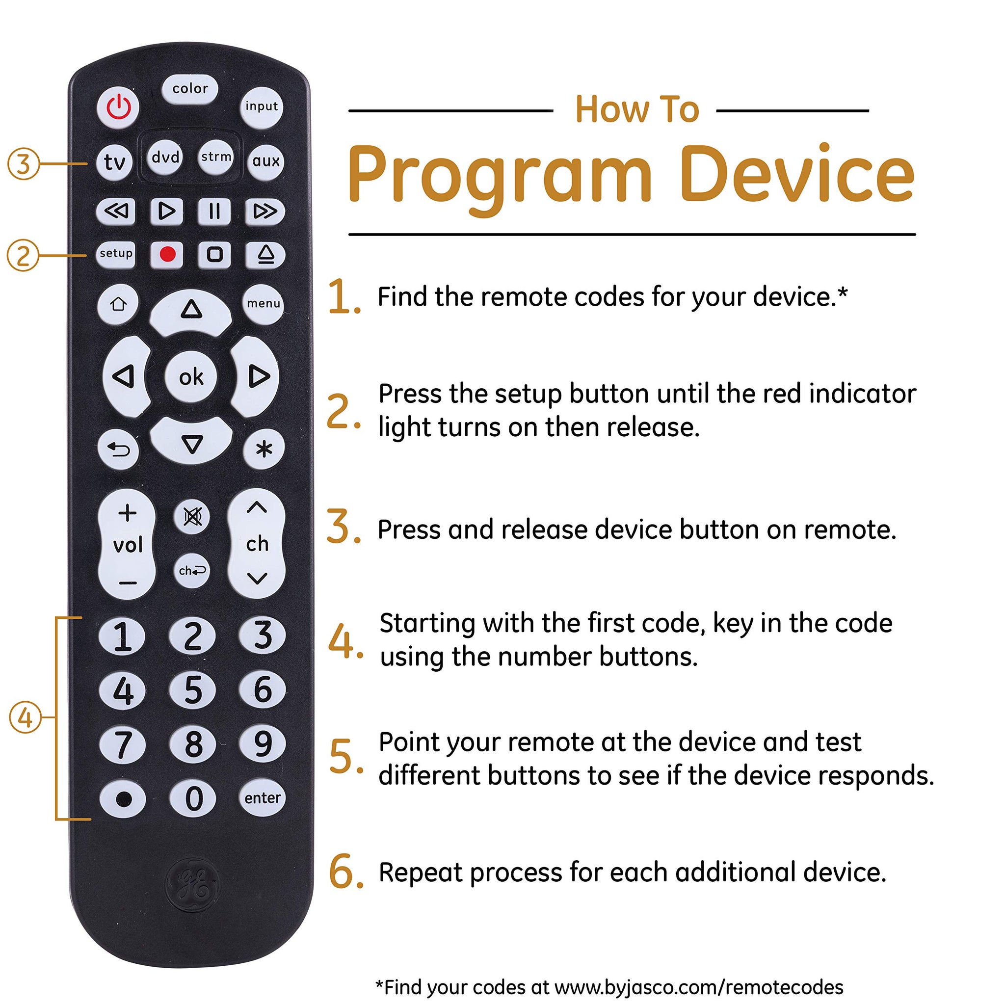 Universal Remote Control for 4 Devices in Black