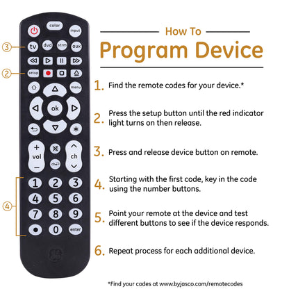 Universal Remote Control for 4 Devices in Black