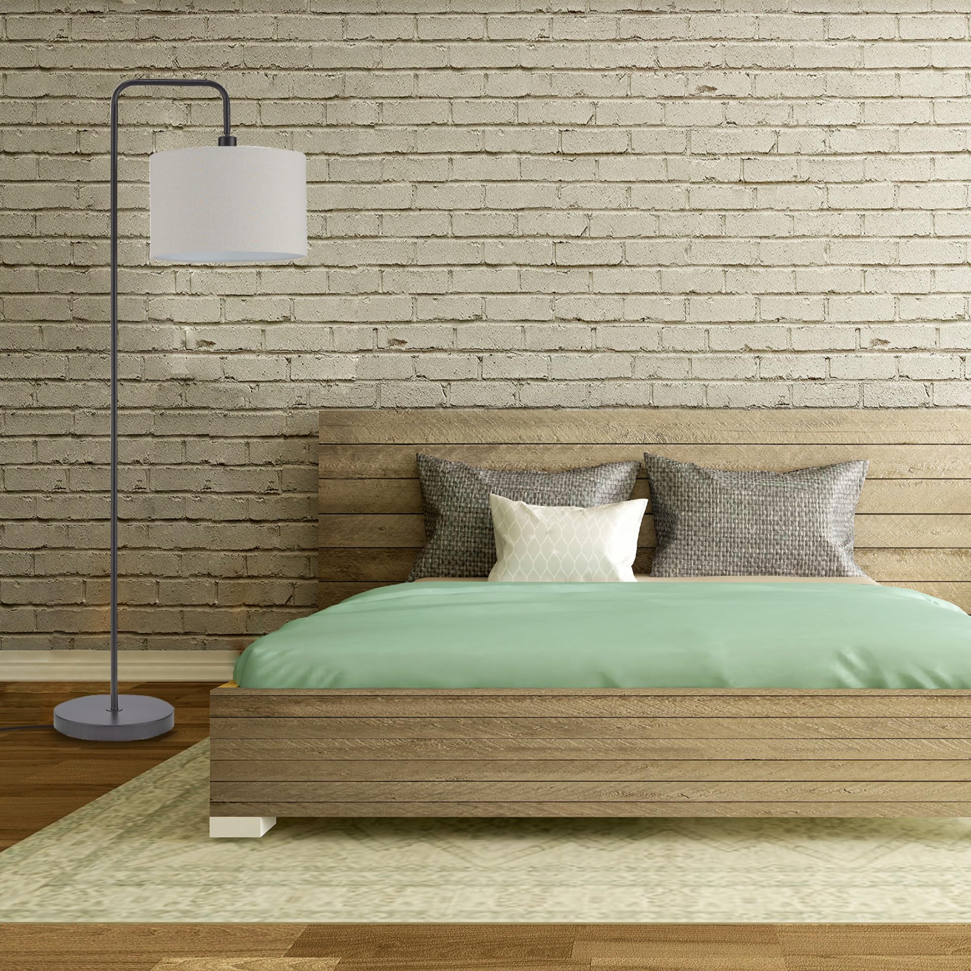 Brass Floor Lamp with White Shade for Modern Decor