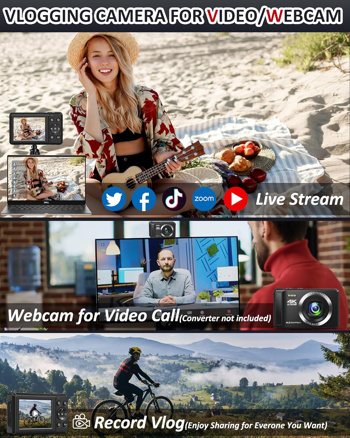 44MP 4K UHD Digital Camera for Stunning Vlogs