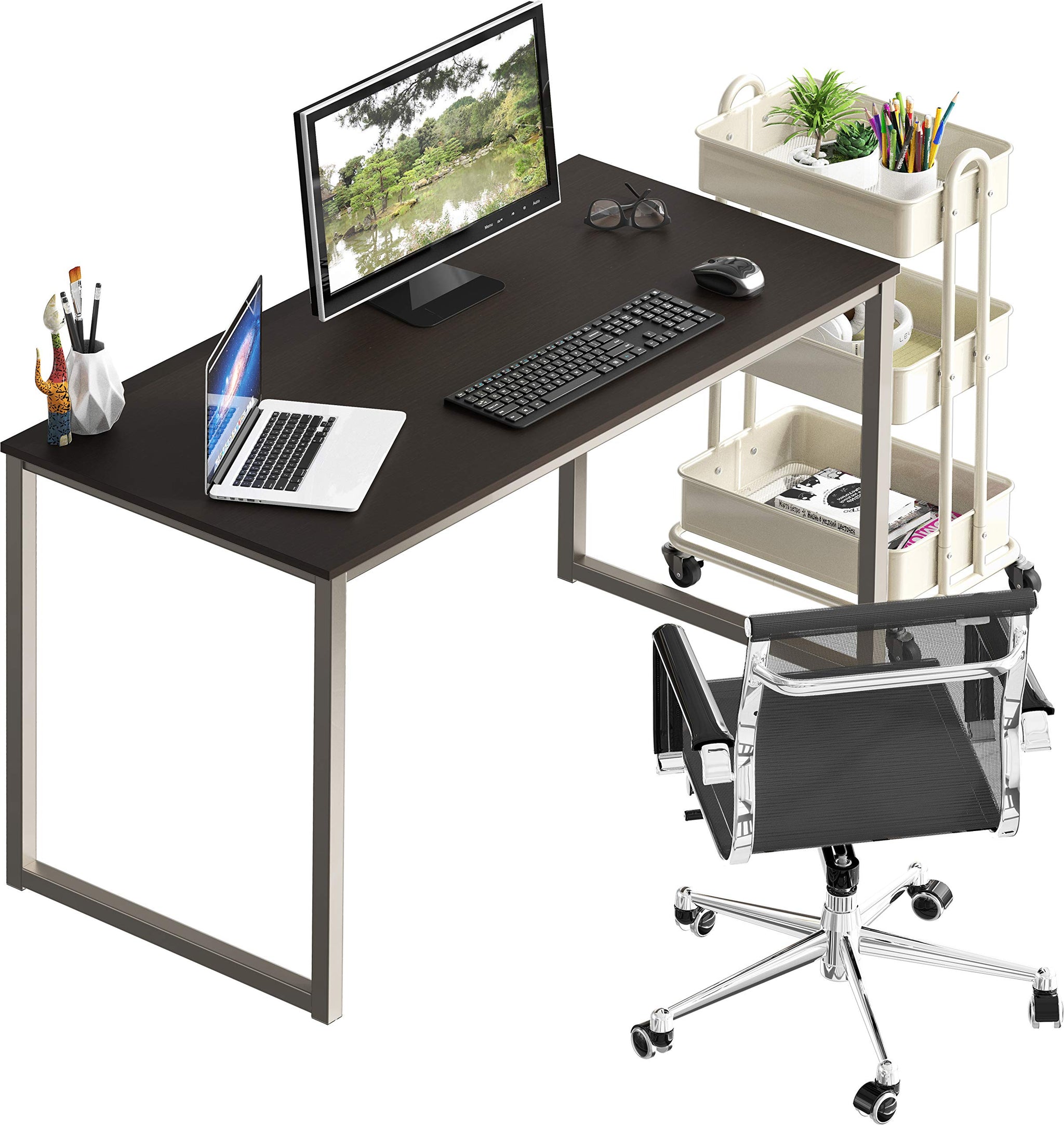 SHW 48 Inch Black Home Office Computer Desk