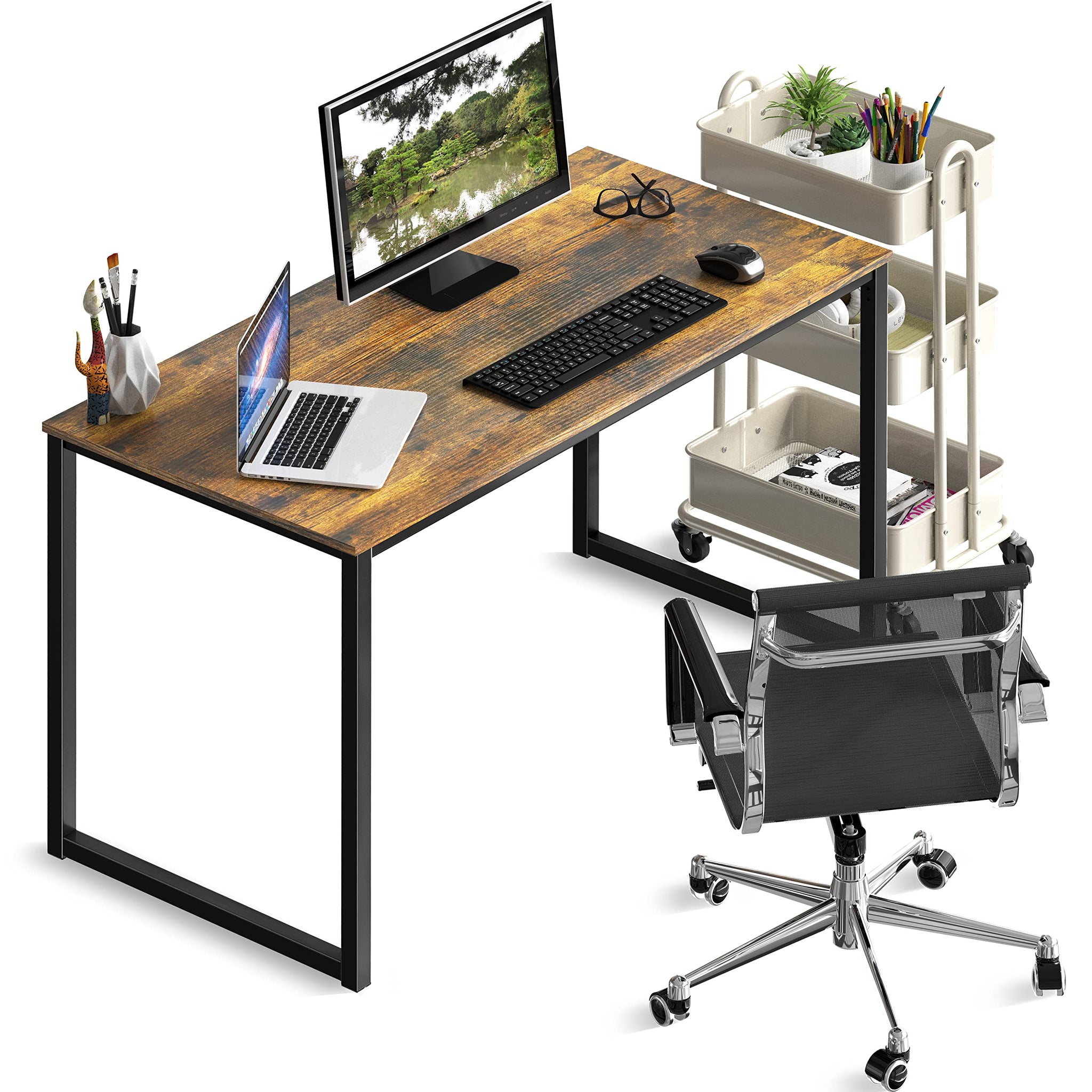 SHW 48 Inch Black Home Office Computer Desk
