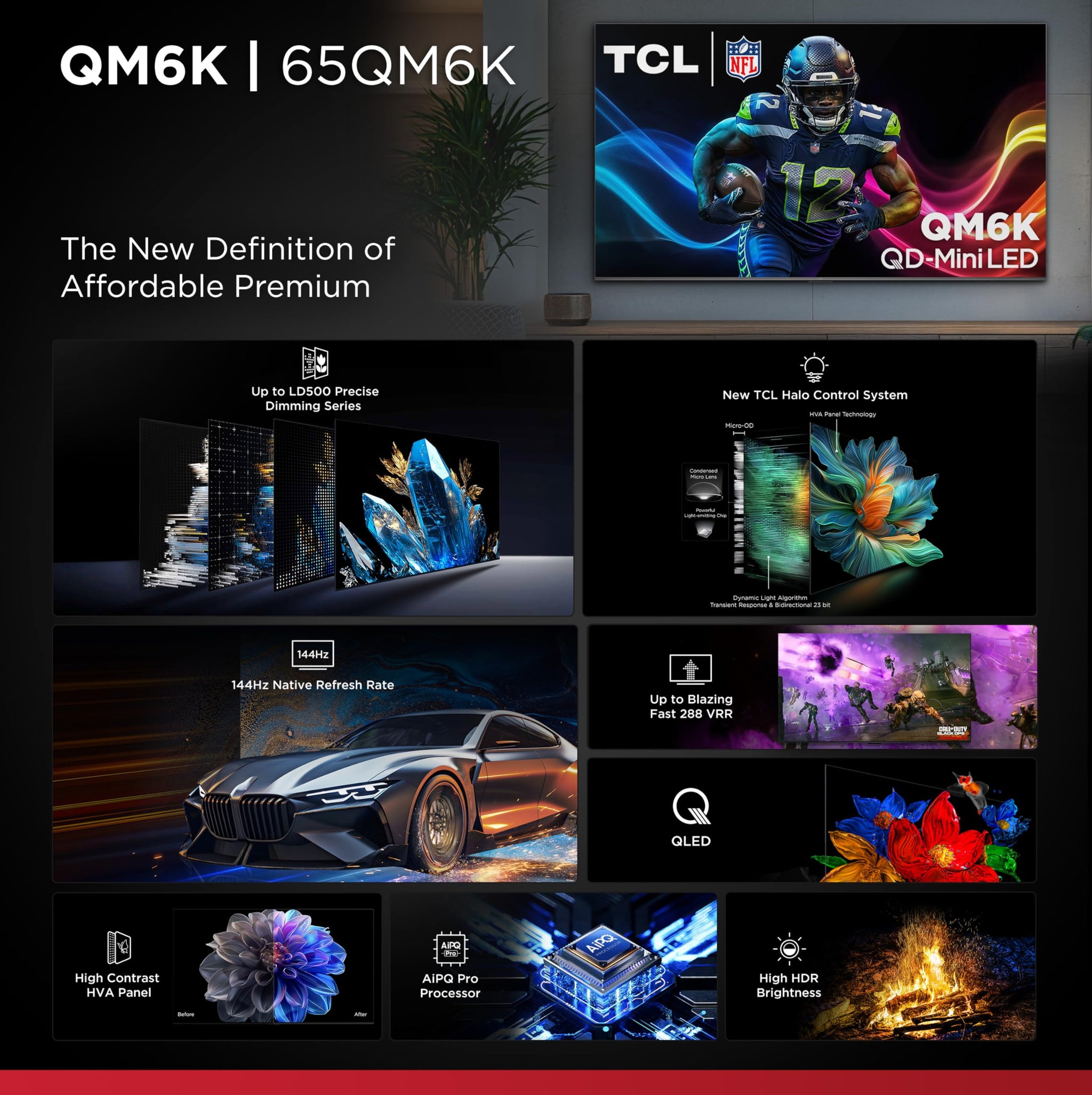 TCL 55 Inch Mini LED 4K UHD Smart TV with High Contrast