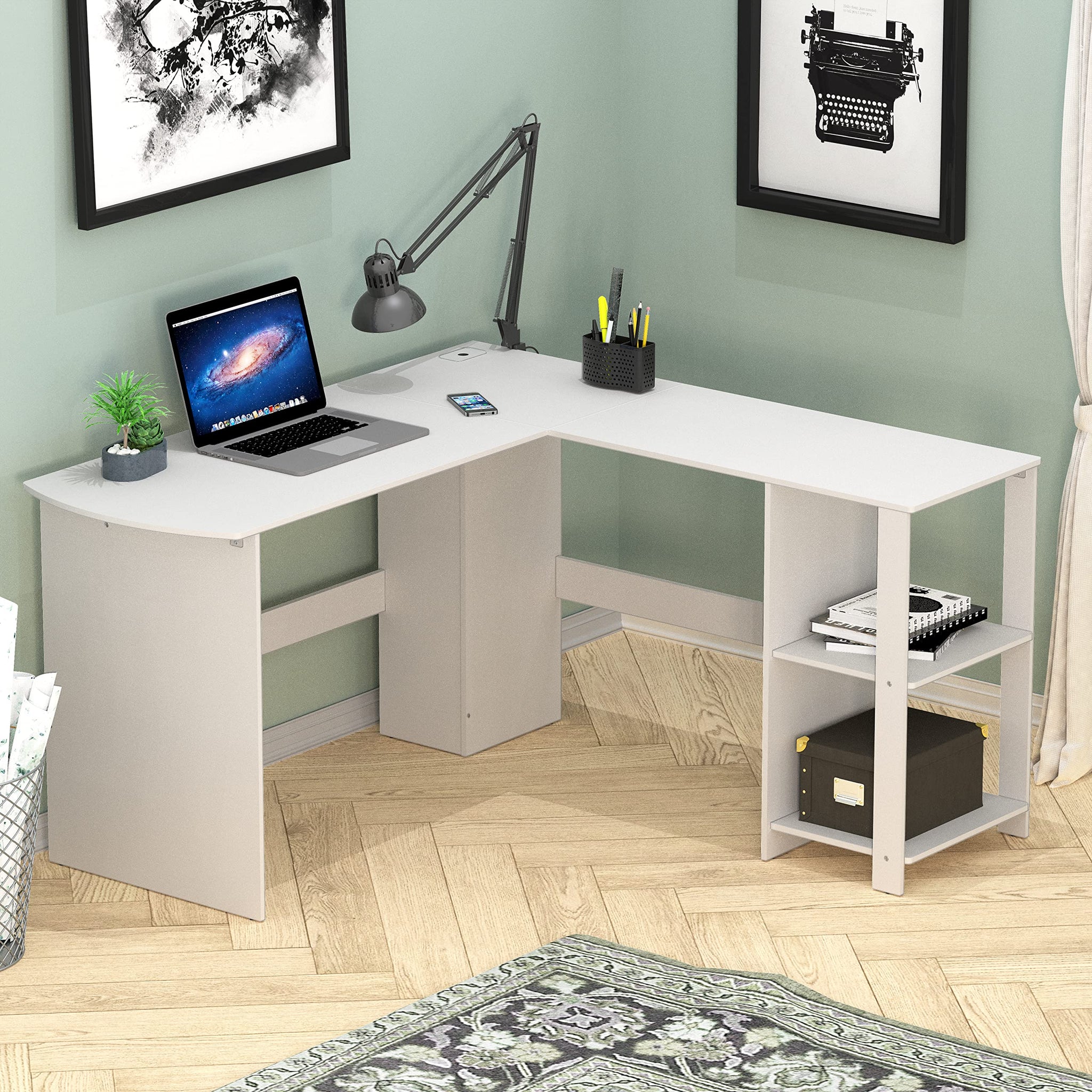 L Shaped Home Office Desk with Storage Solutions