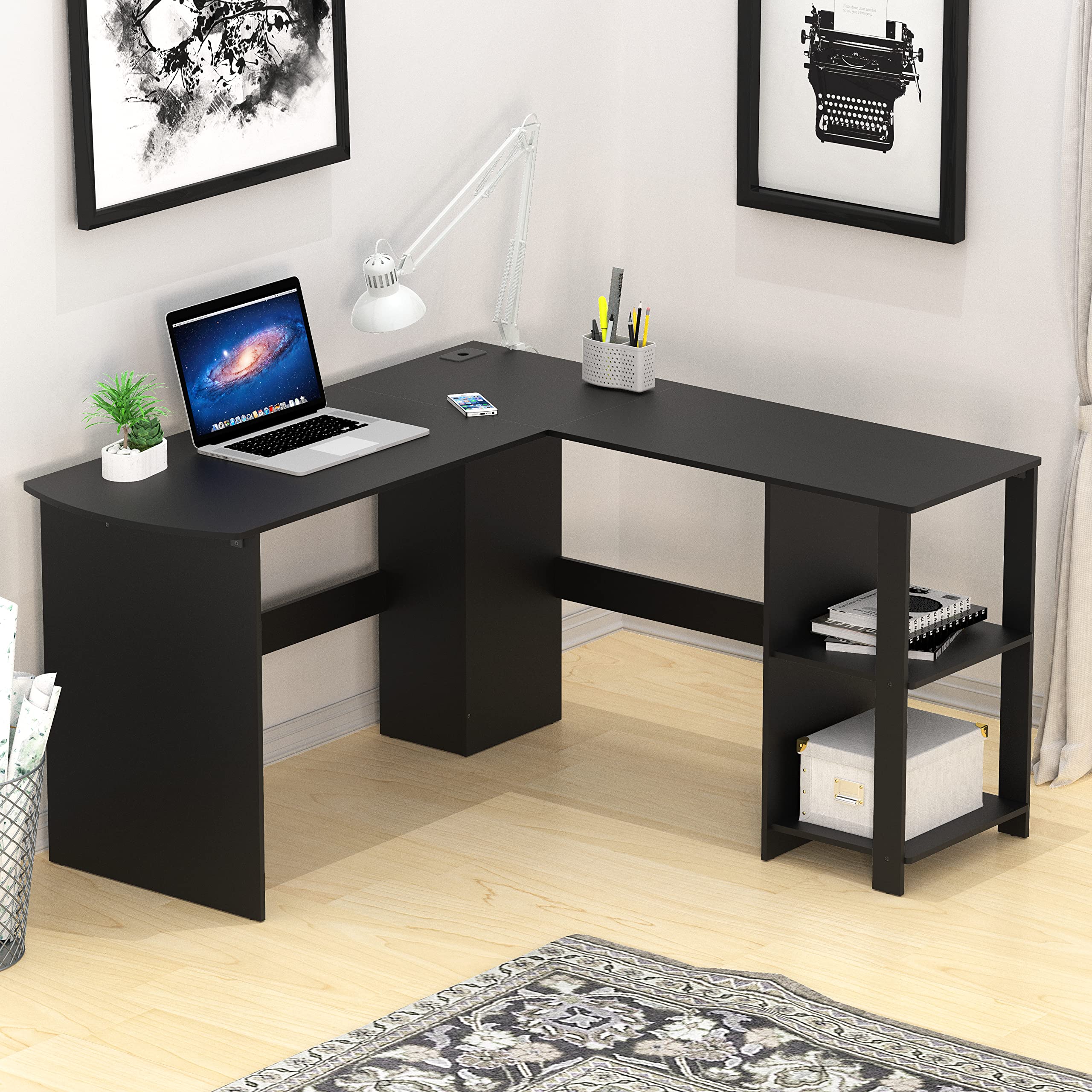 L Shaped Home Office Desk with Storage Solutions