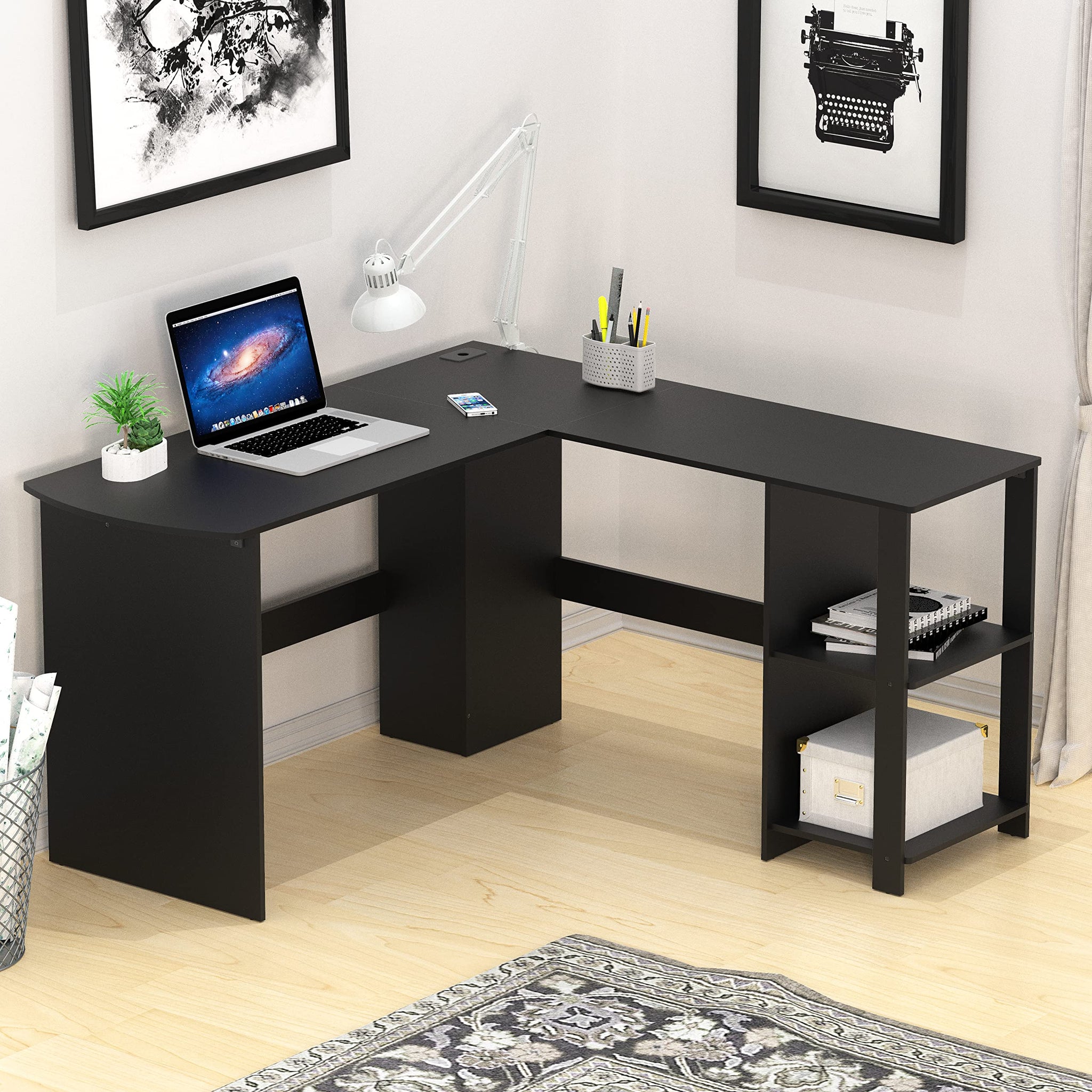 L Shaped Home Office Desk with Storage Solutions