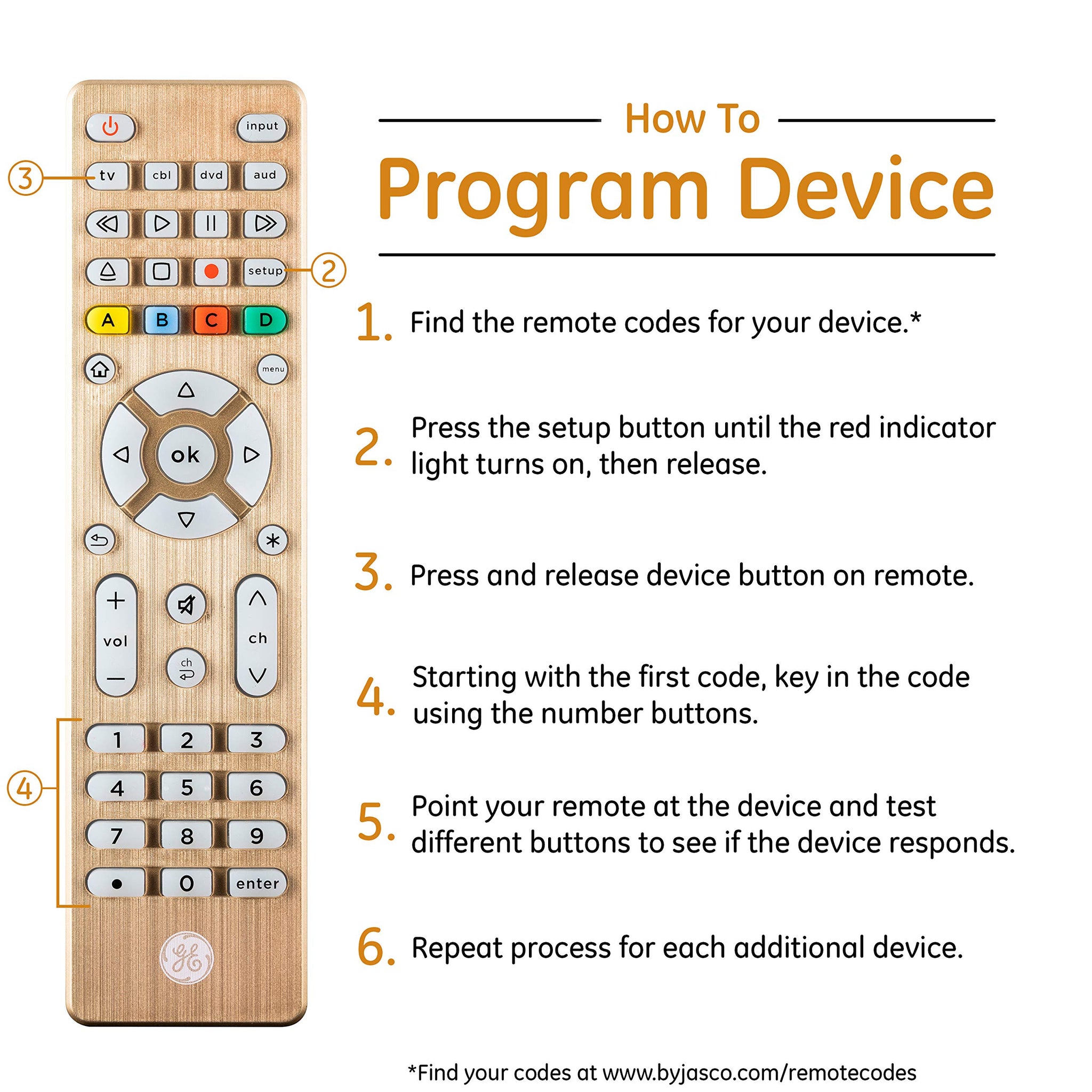 GE 4 Device Universal Remote with Backlit Buttons