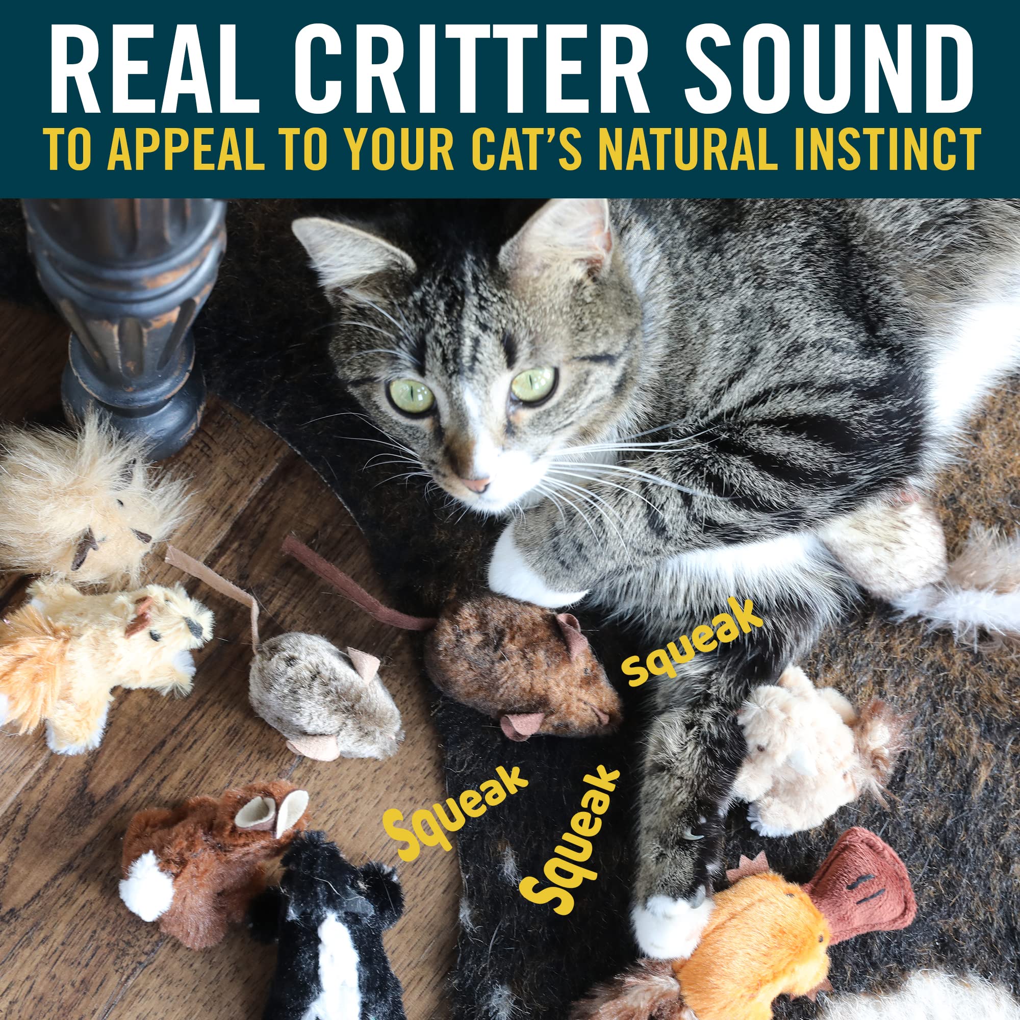 Interactive Cat Toy Pack with Real Mouse Sound