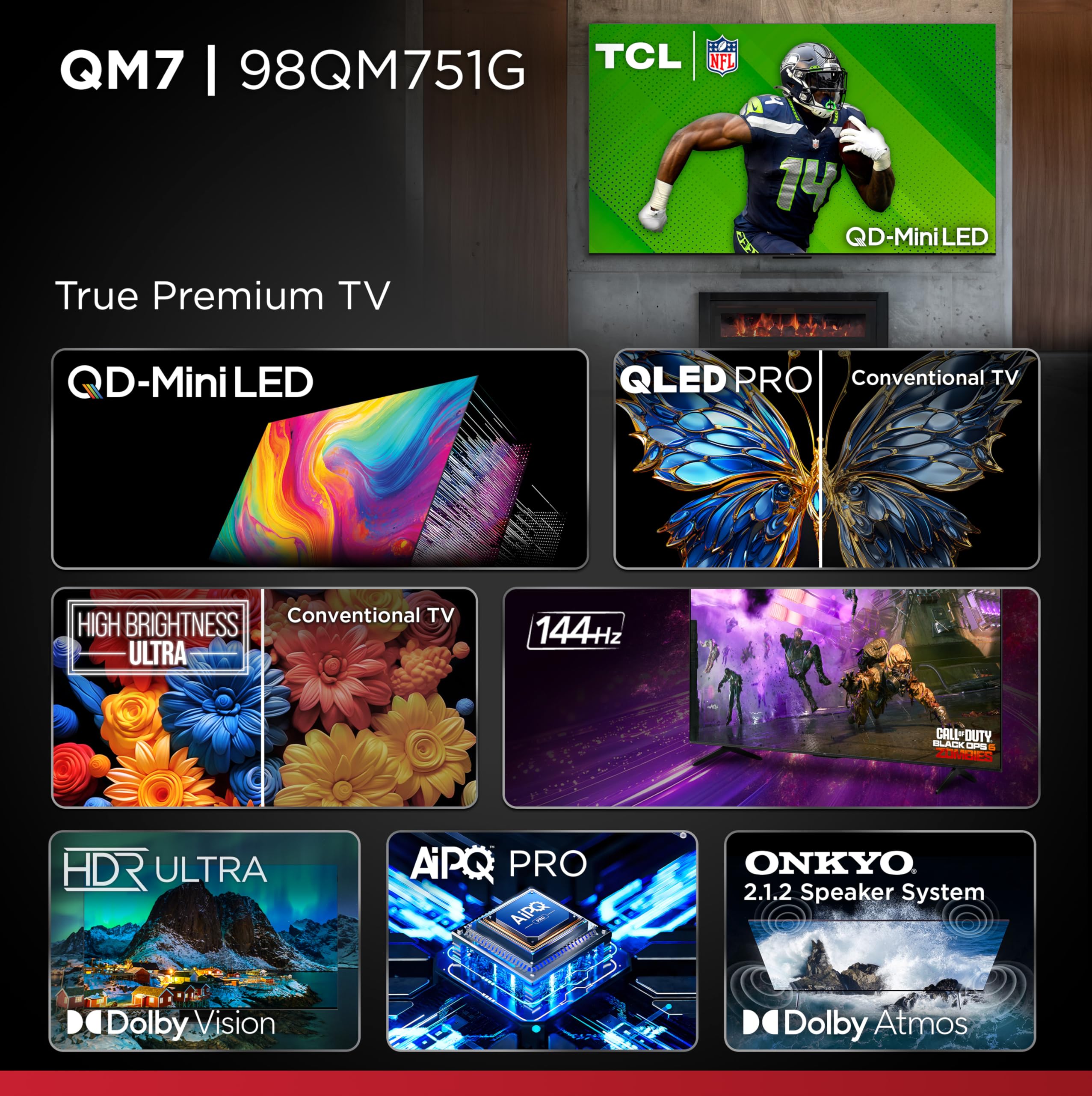 TCL 65 Inch QLED 4K Smart TV with Dolby Vision