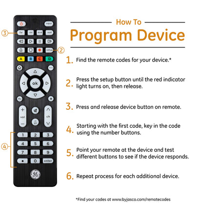 GE 4 Device Universal Remote with Backlit Buttons