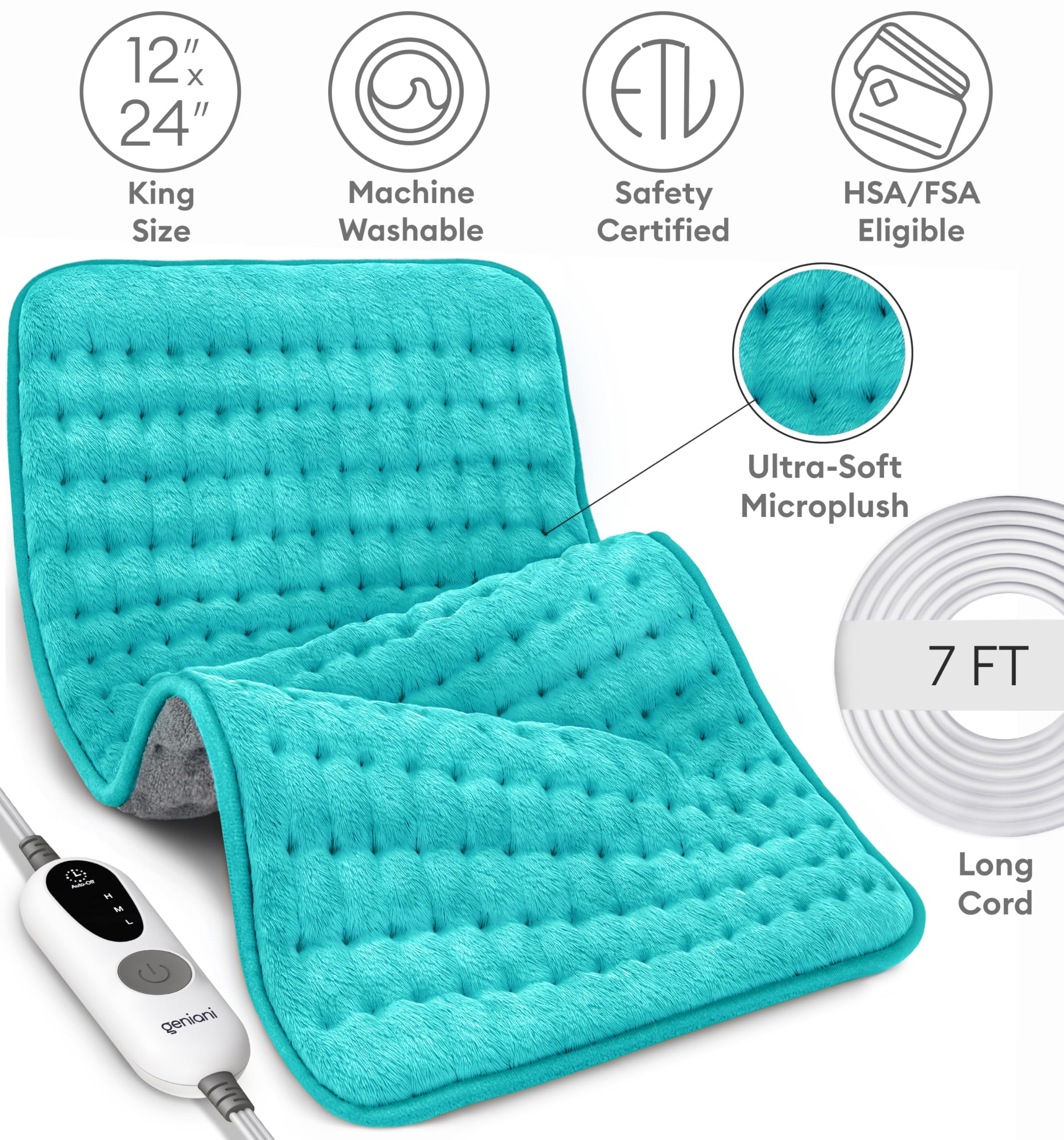 Geniani Large Electric Heating Pad for Pain Relief