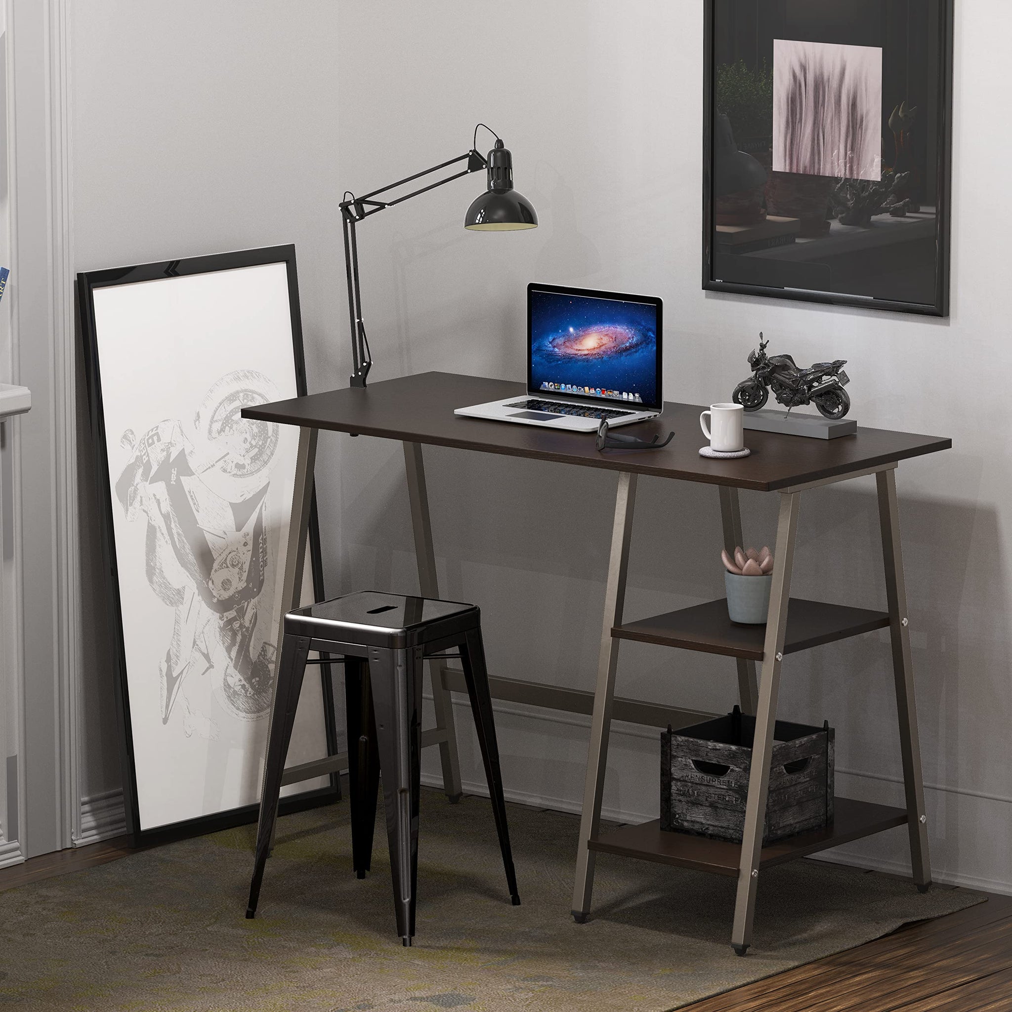 SHW 43 Inch Home Office Desk with Open Storage