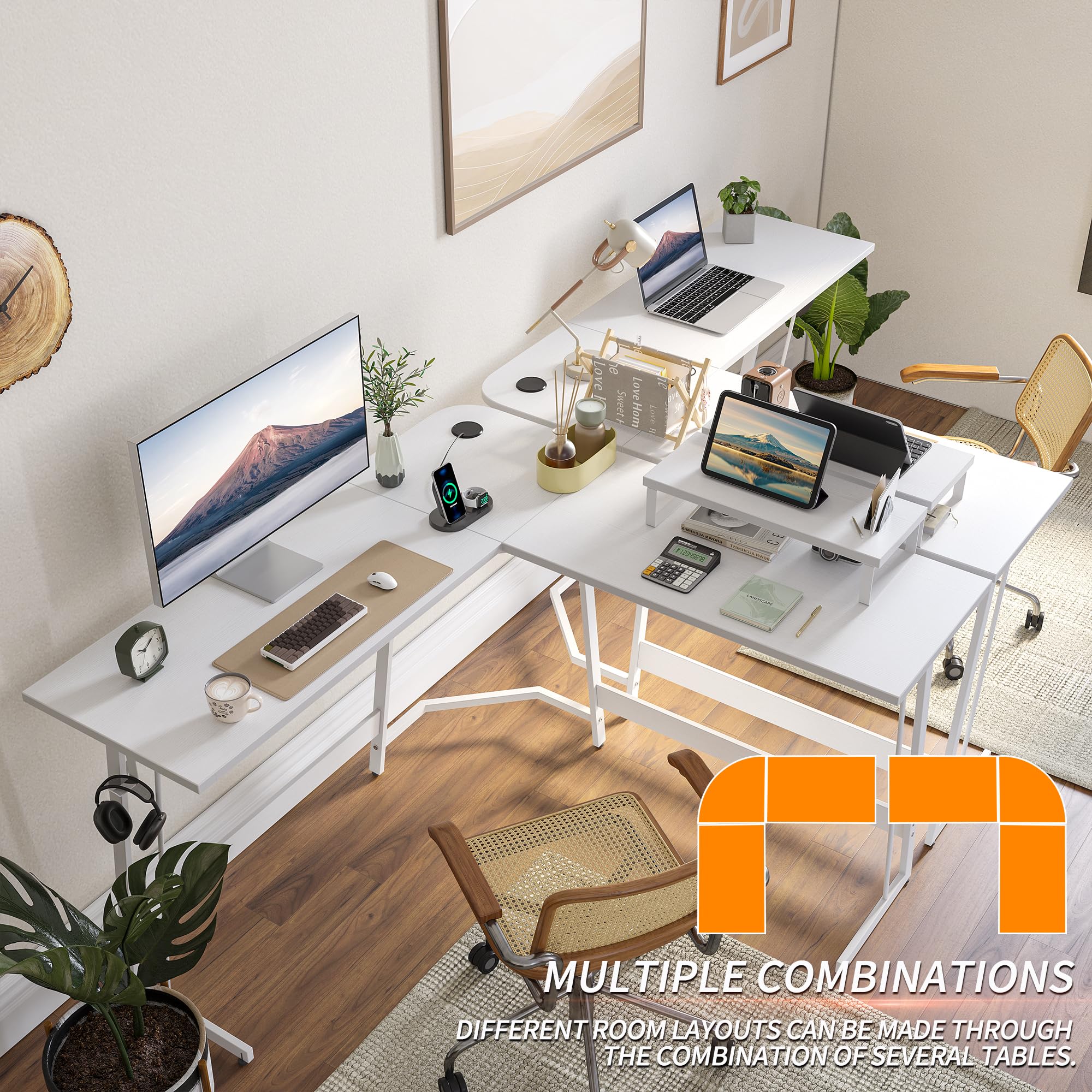 CubiCubi L Shaped Gaming Desk with Carbon Fiber Surface