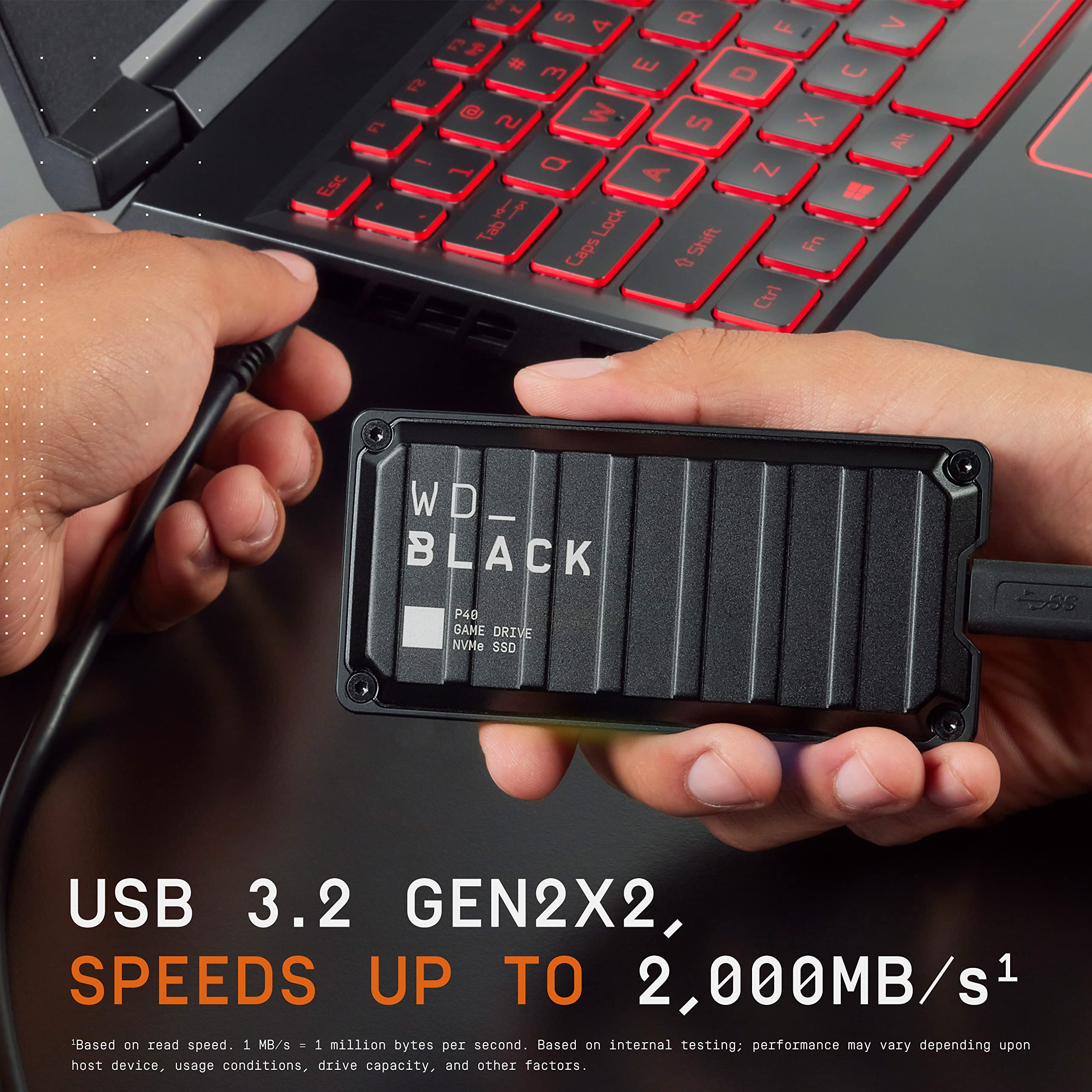 Western Digital 1TB P40 Game Drive SSD with RGB Lighting