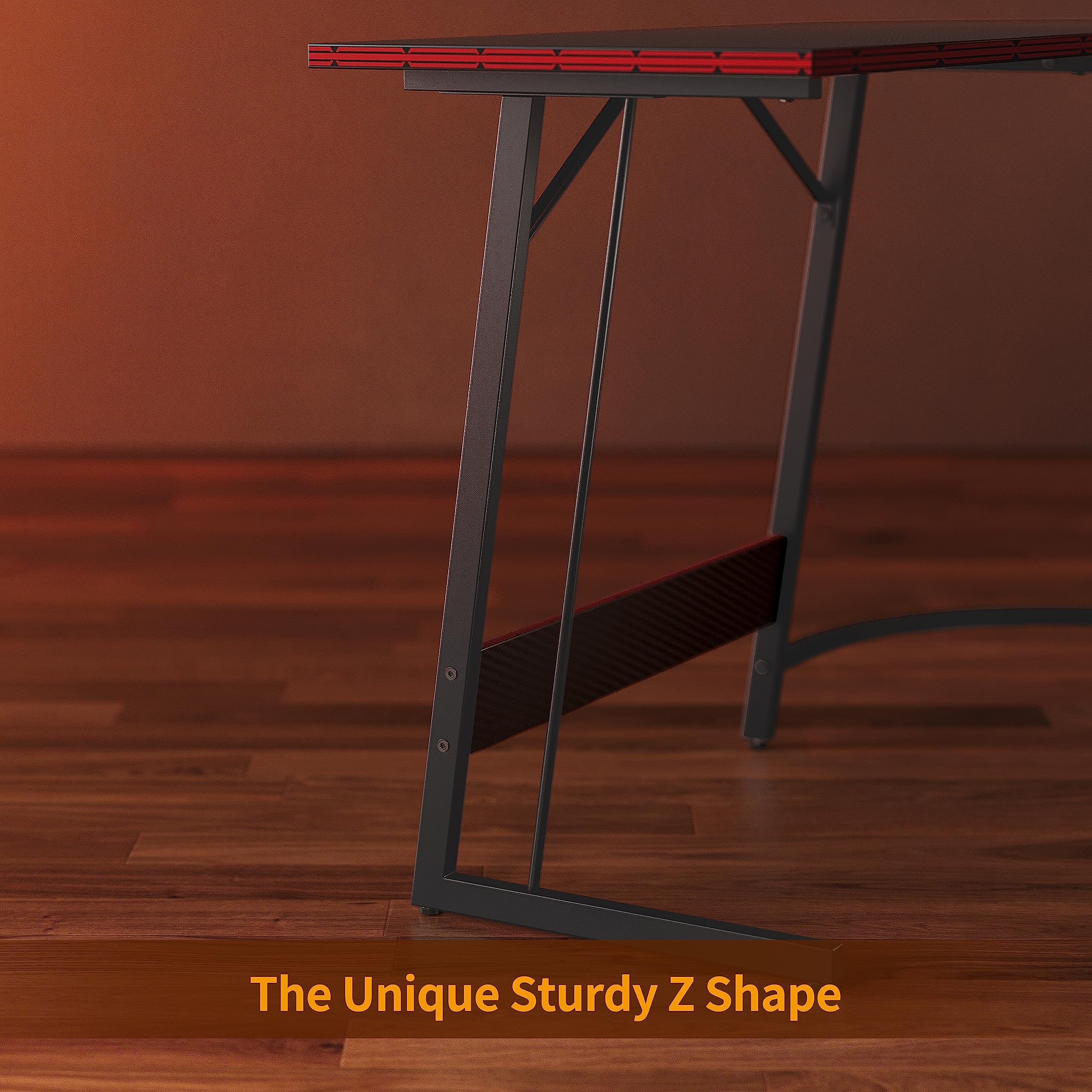 CubiCubi L Shaped Gaming Desk with Carbon Fiber Surface