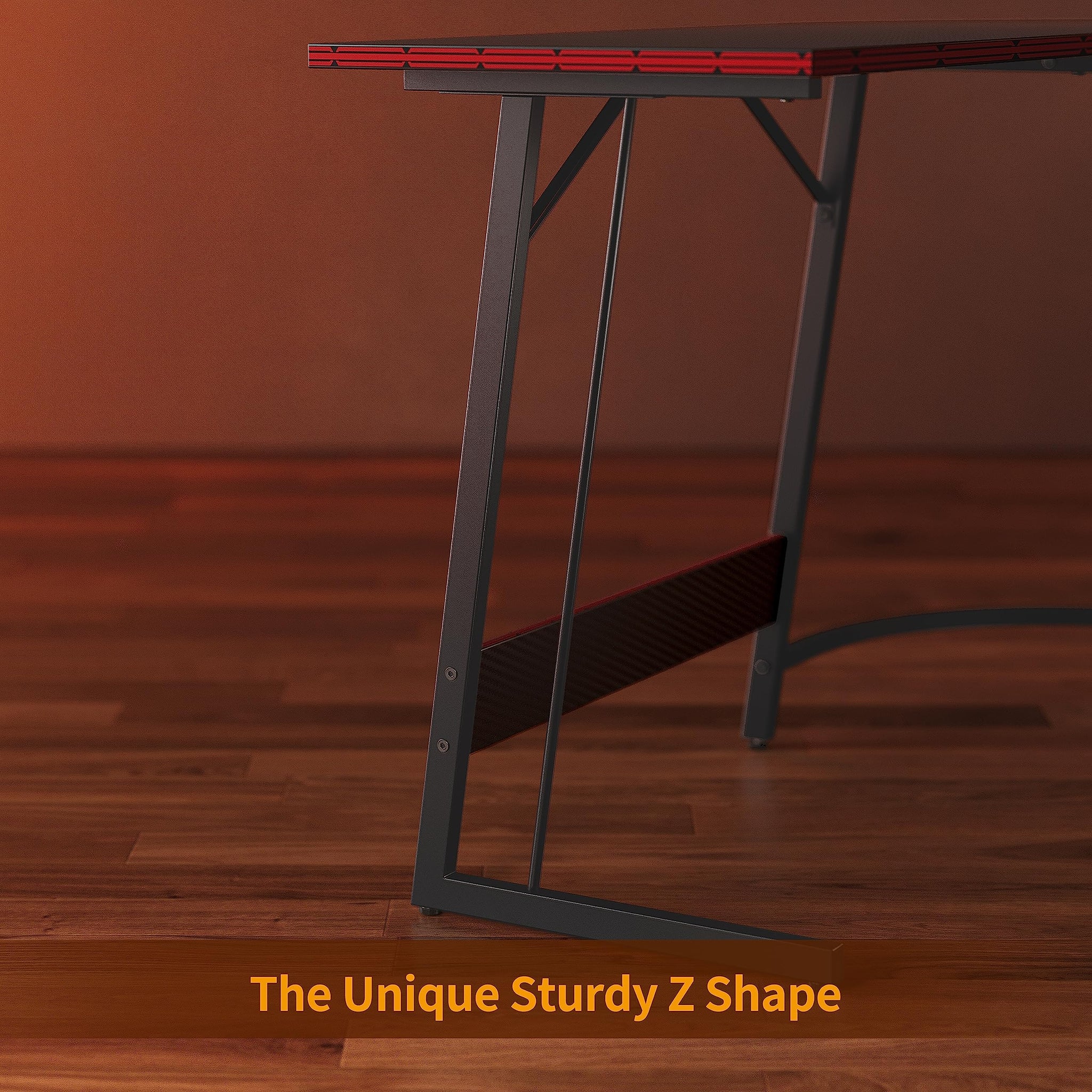 CubiCubi L Shaped Gaming Desk with Carbon Fiber Surface