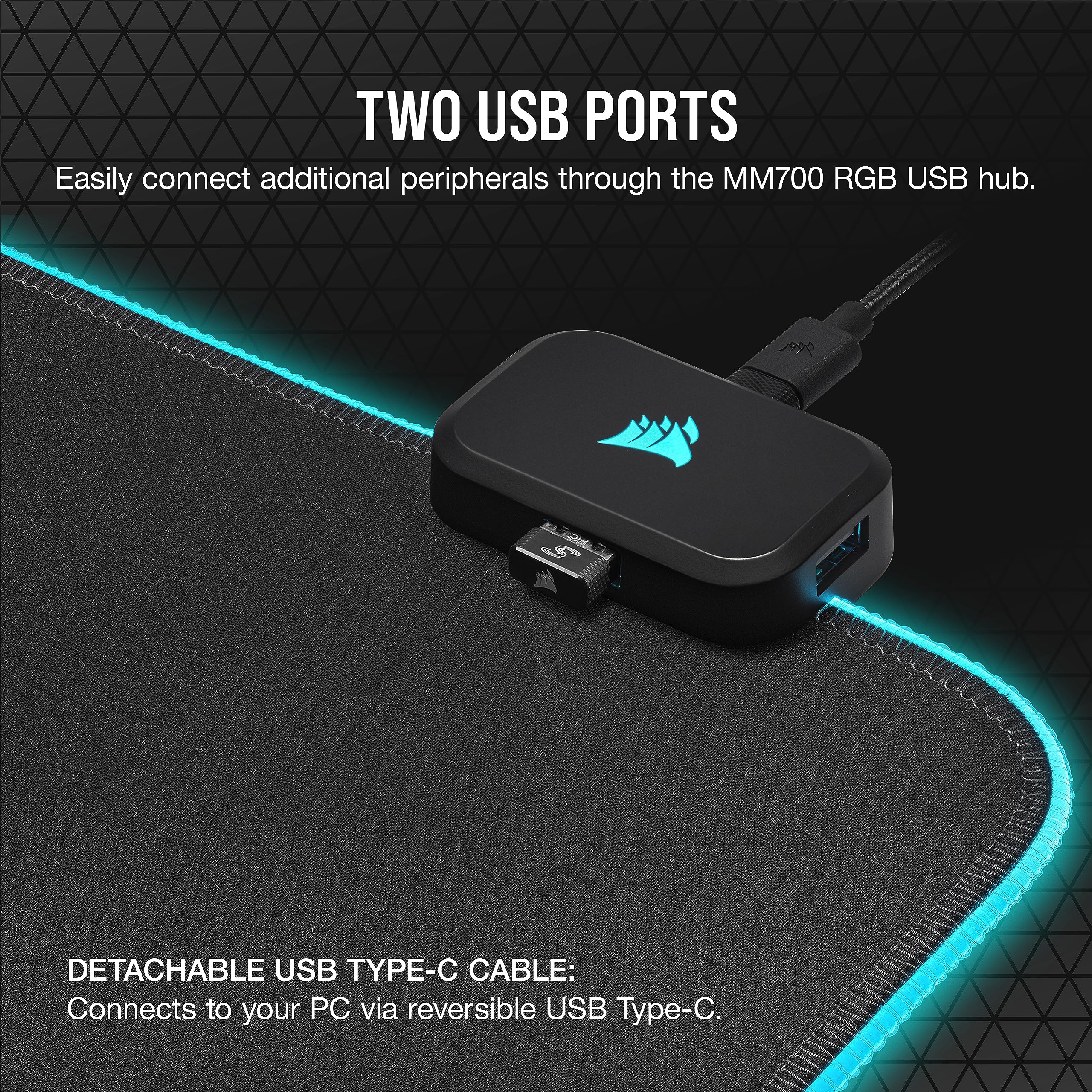 Corsair MM700 RGB Extended Gaming Mouse Pad with USB Hub