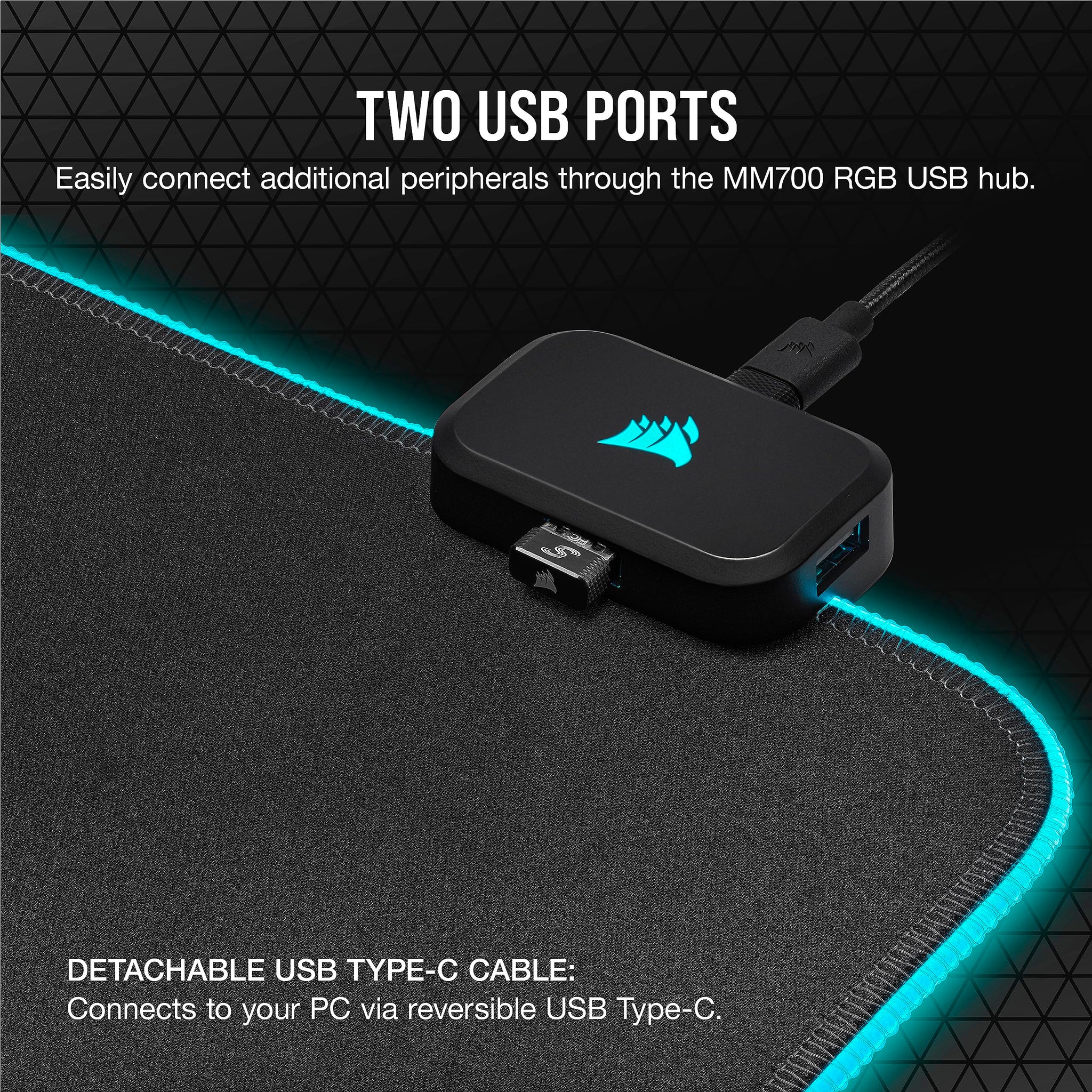Corsair MM700 RGB Extended Gaming Mouse Pad with USB Hub